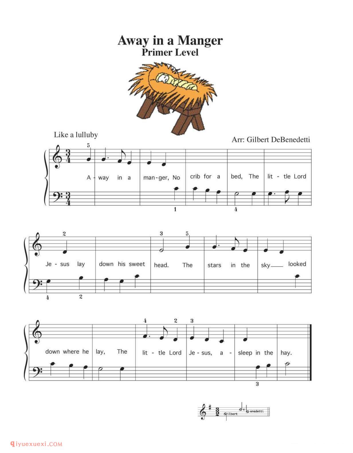 Away in a Manger_钢琴初级练习曲