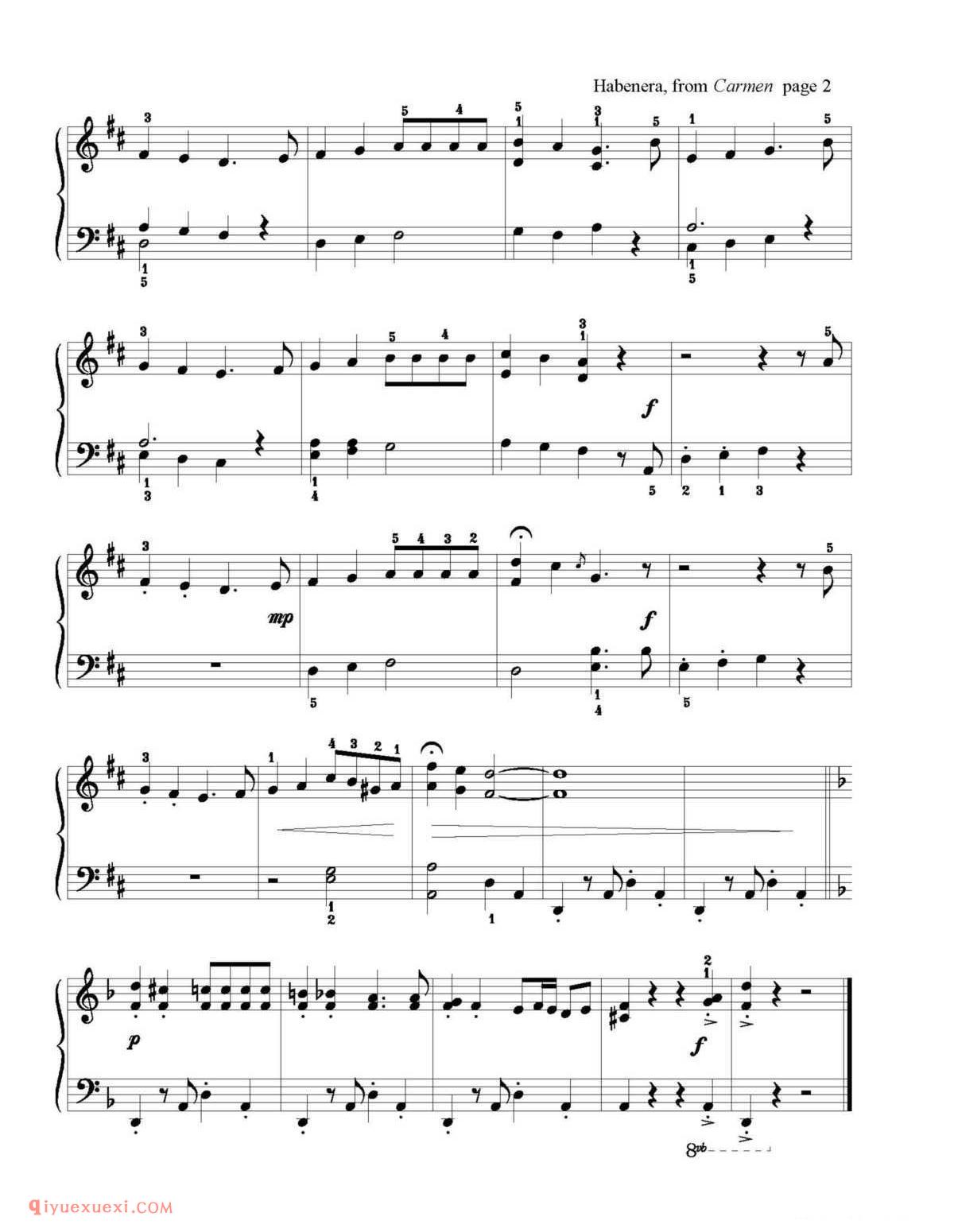 Habenera from Carmen_钢琴初级练习曲