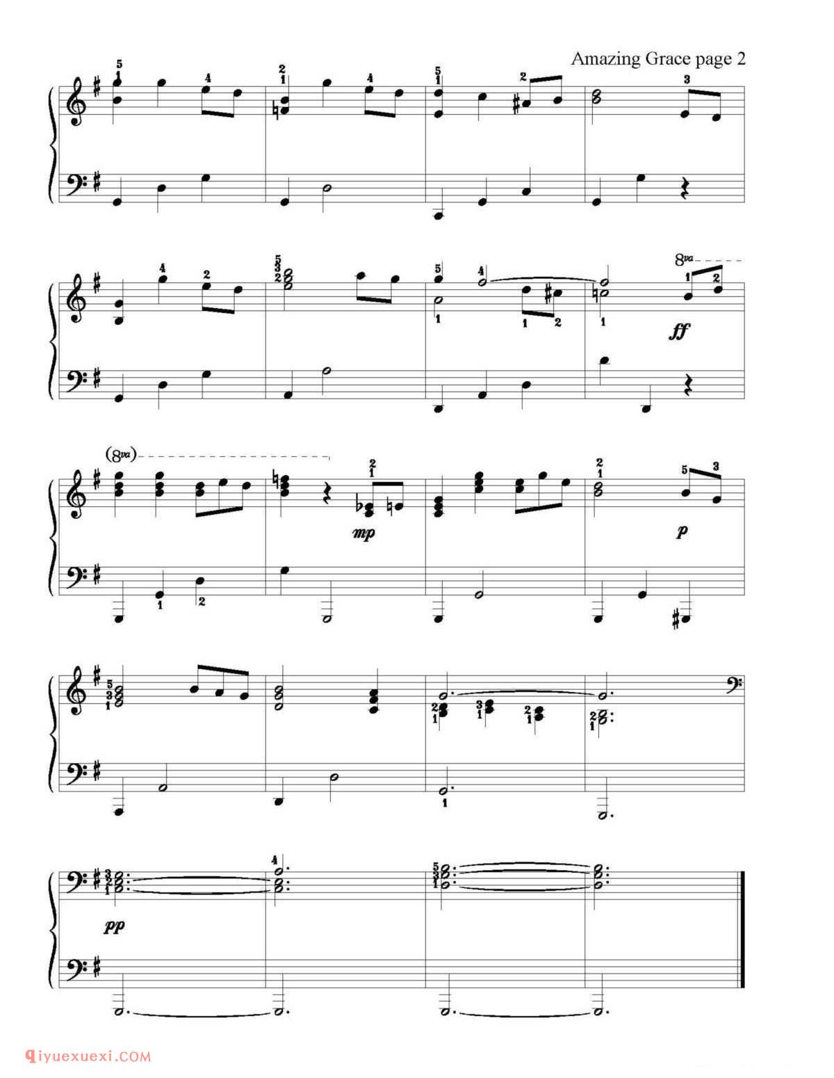 Amazing Grace_钢琴四级练习曲