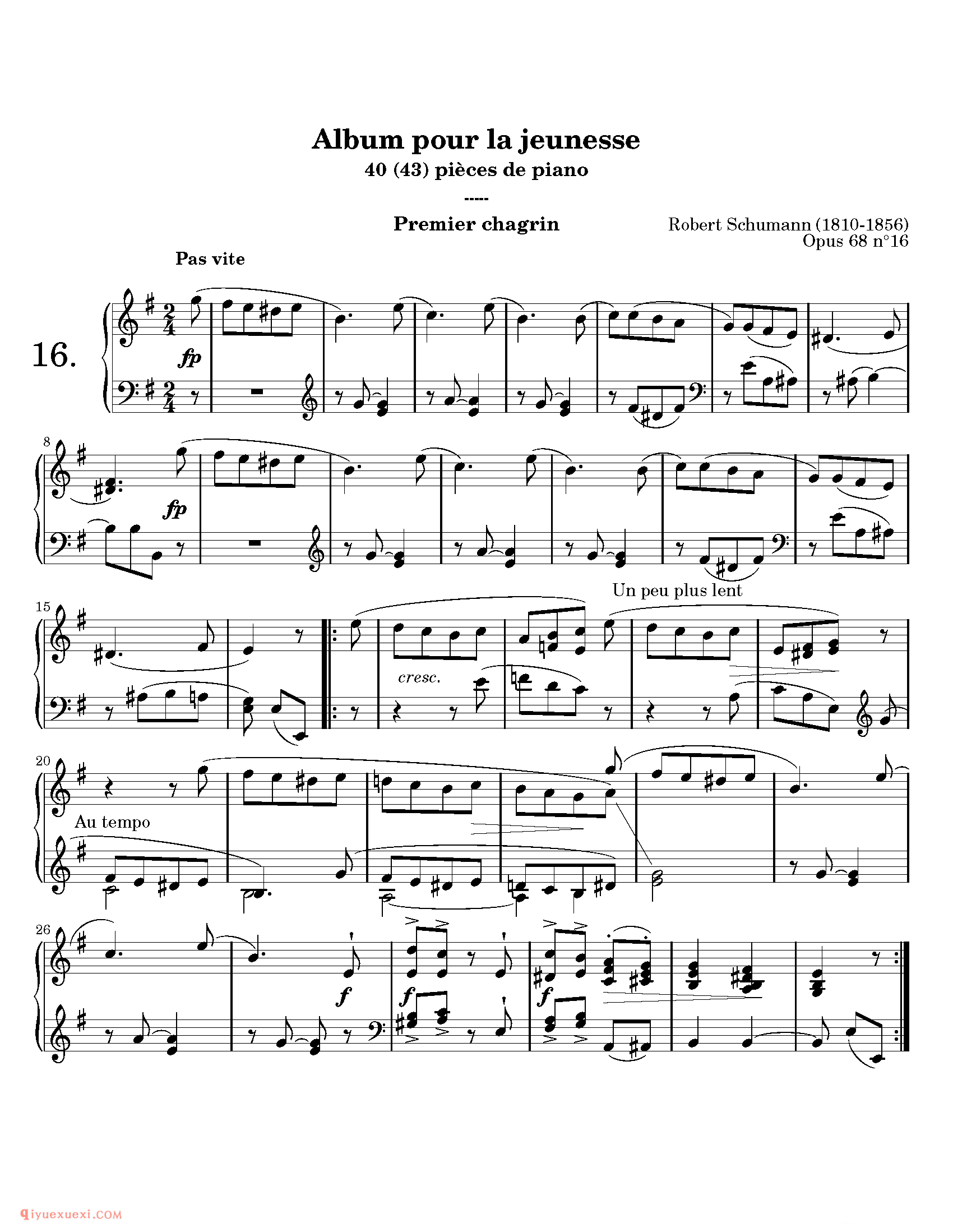 Album pour la jeunesse_钢琴中级练习曲