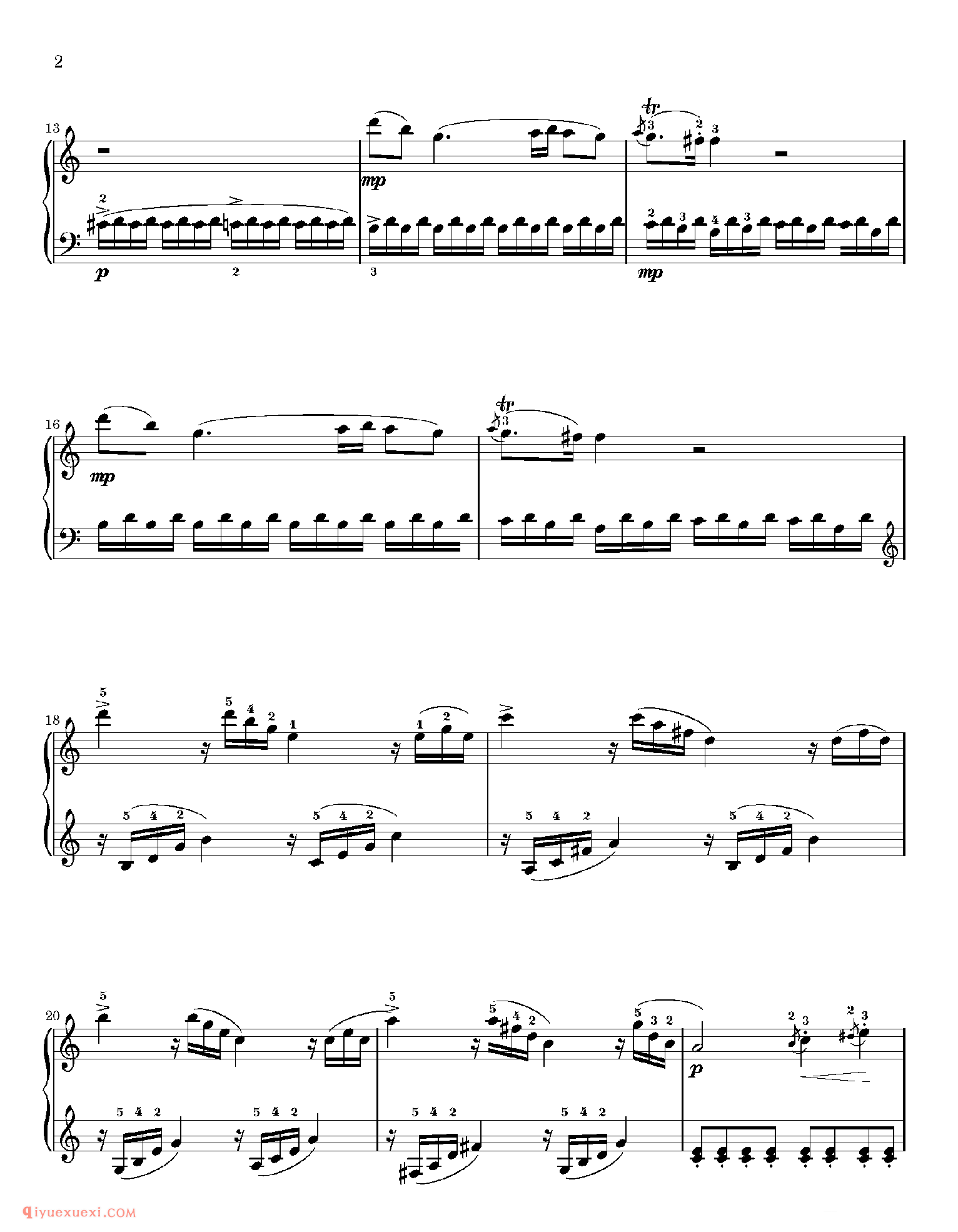 Sonate 16 in C major_钢琴中级练习曲