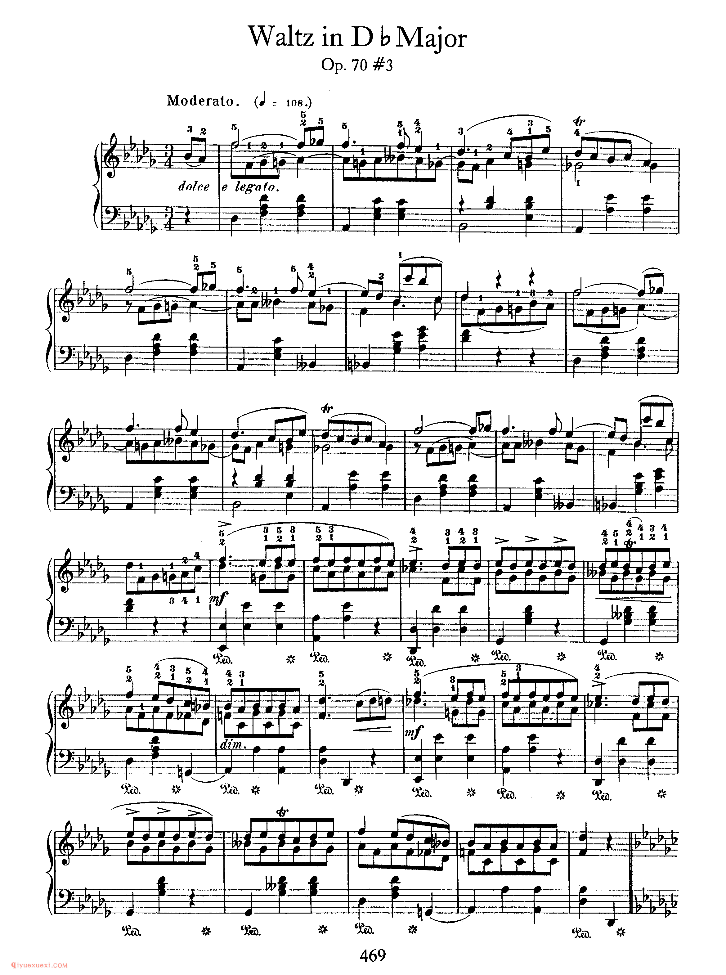 3 Waltzes, Op 70_降G大调/f小调/降D大调_肖邦圆舞曲钢琴谱