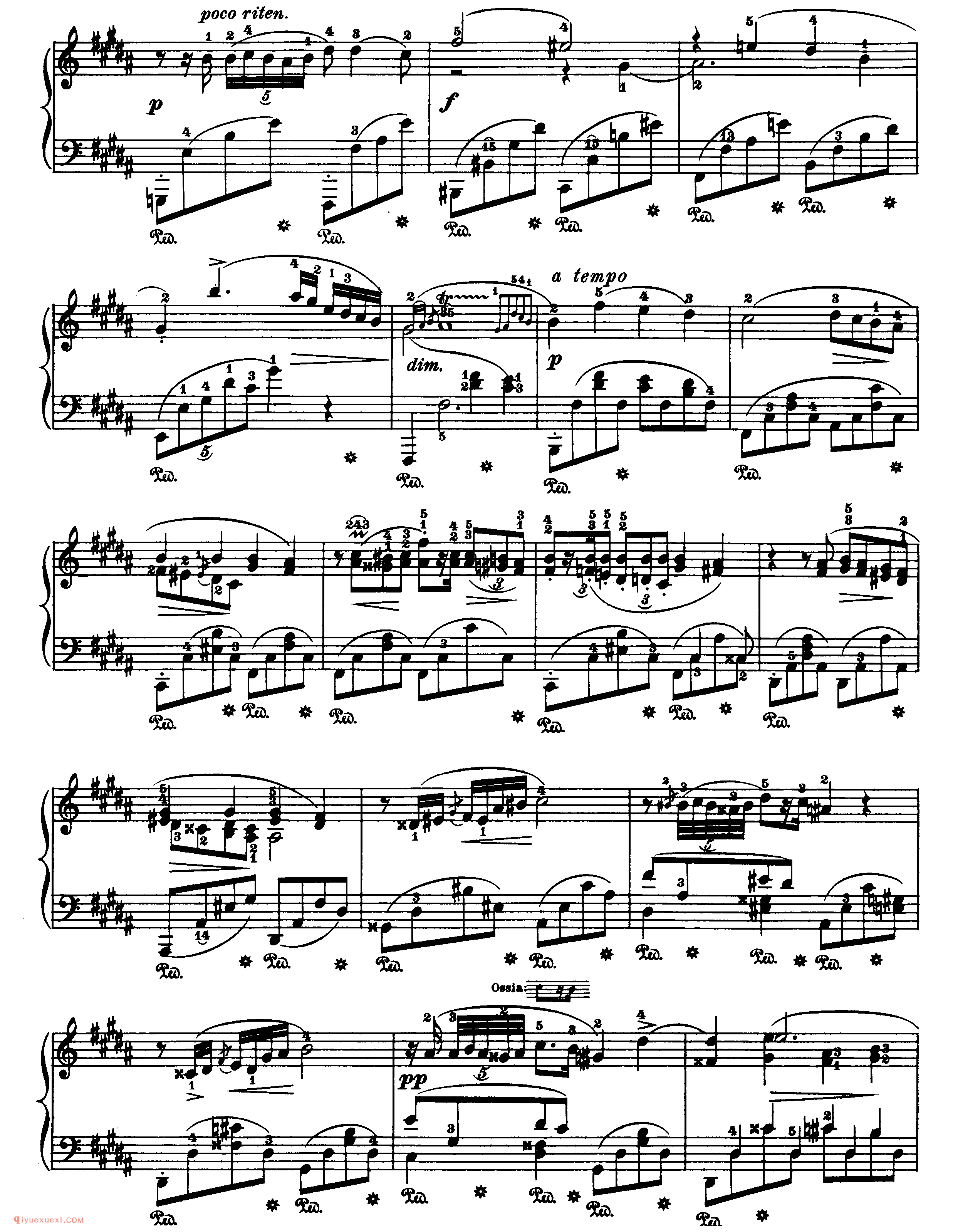 nocturne op.32,no.1_B大调_夜曲_肖邦钢琴谱