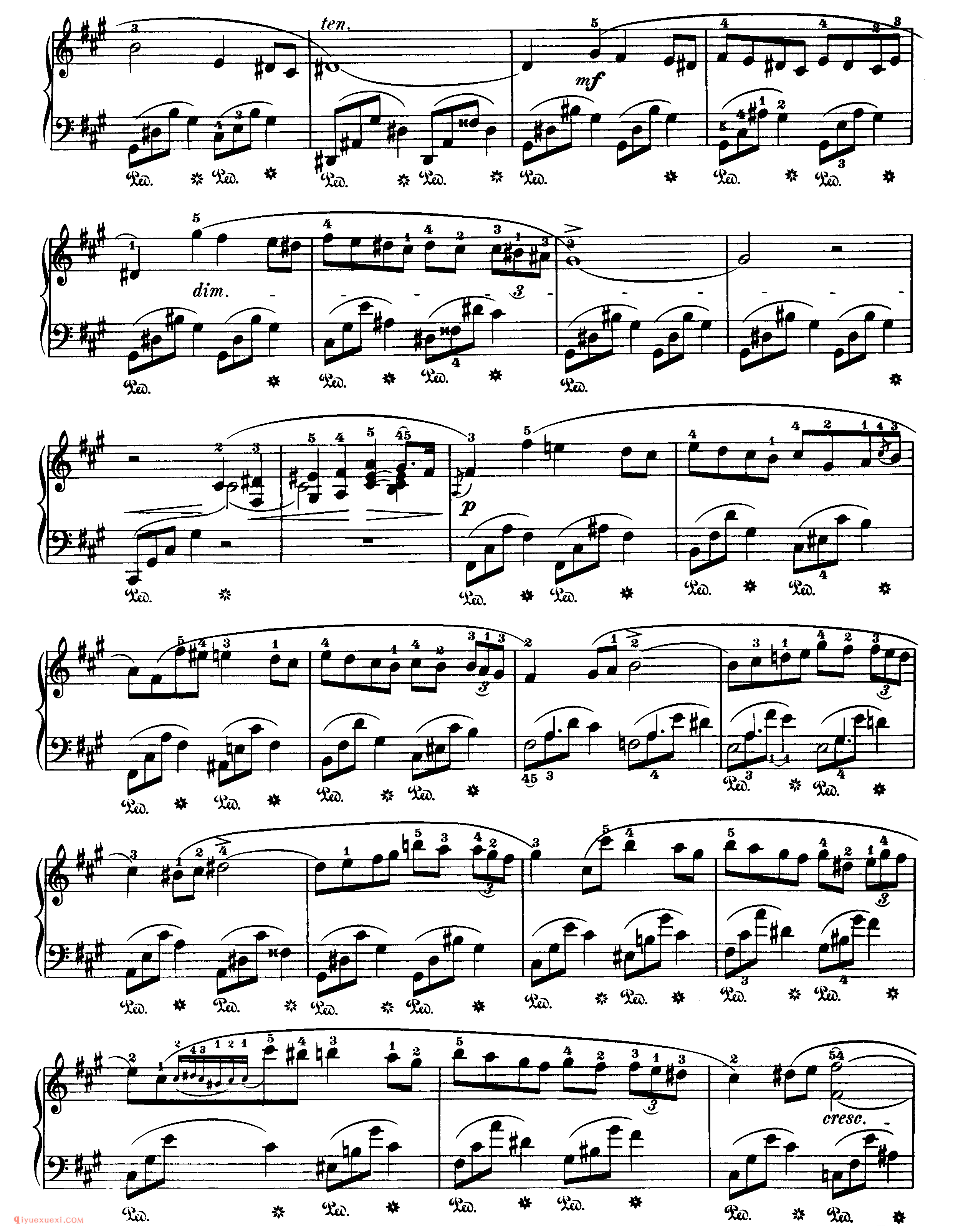 nocturne op.48,no.2_升f小调作品48-2_夜曲_肖邦钢琴谱