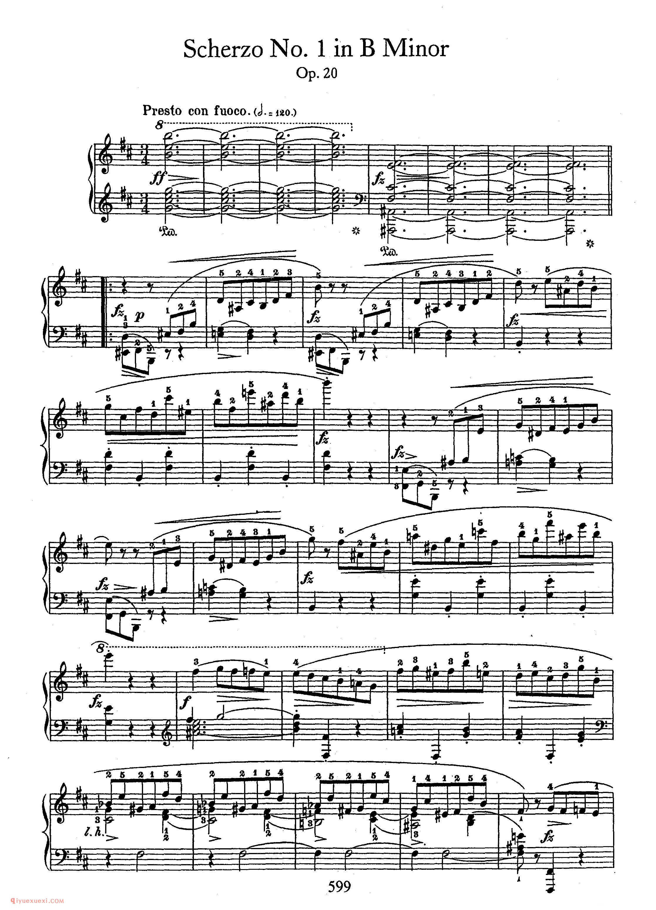 Scherzo No 1 in b, Op 20 NoRestriction_第一首b小调作品20_谐谑曲_肖邦钢琴谱