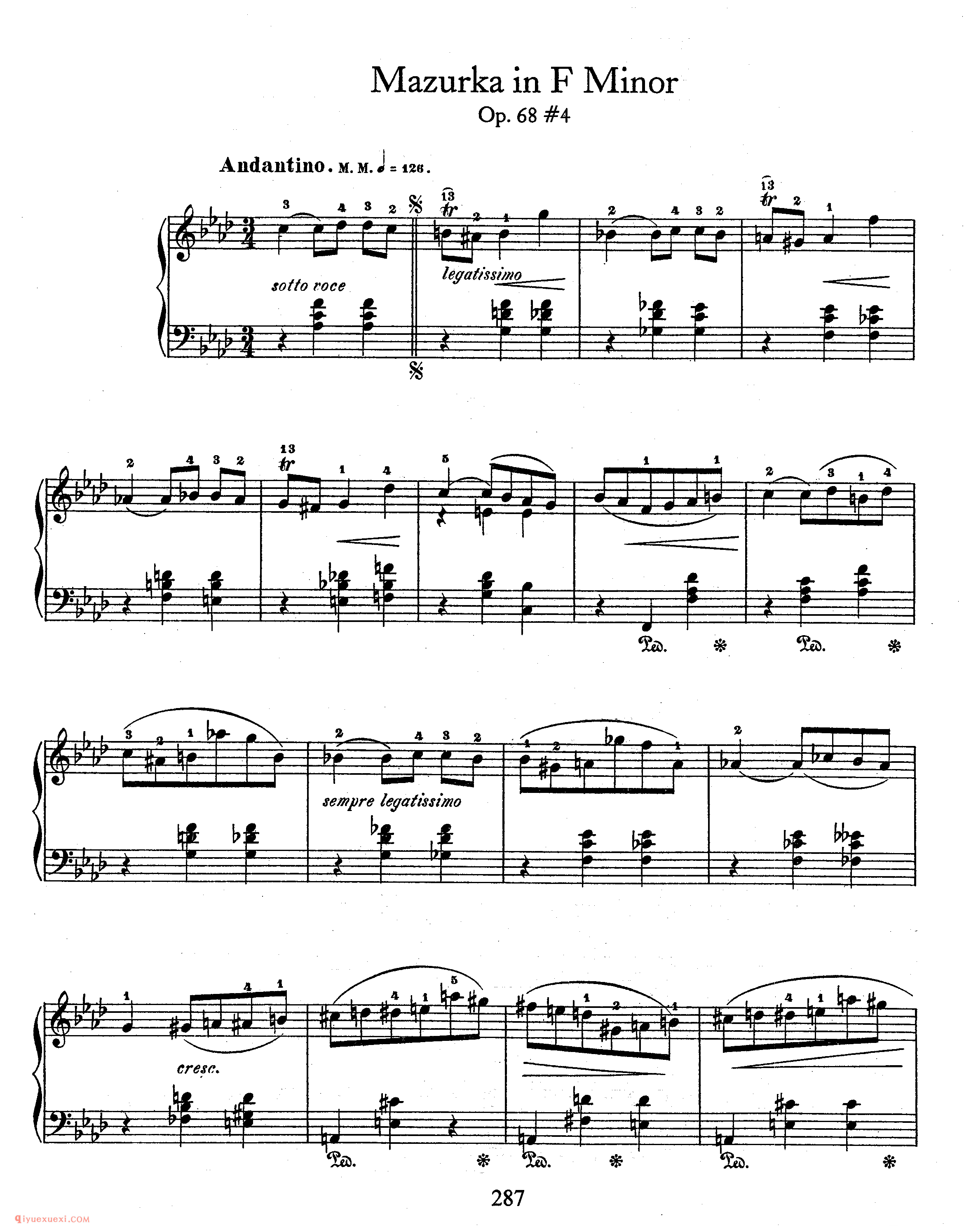 4 Mazurkas, Op 68-1-2-3-4_玛祖卡_肖邦钢琴谱