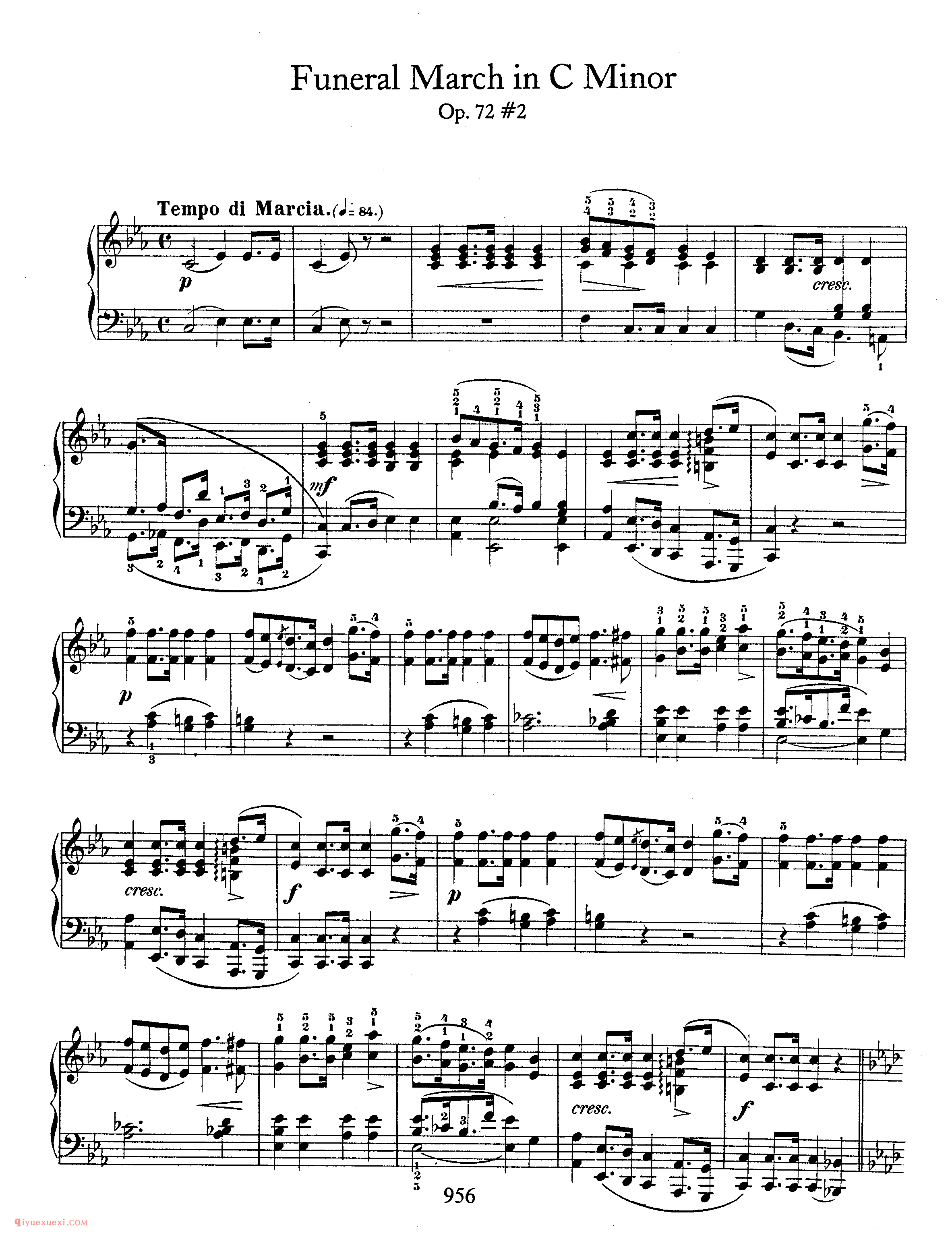 Funeral March, Op 72_肖邦钢琴谱
