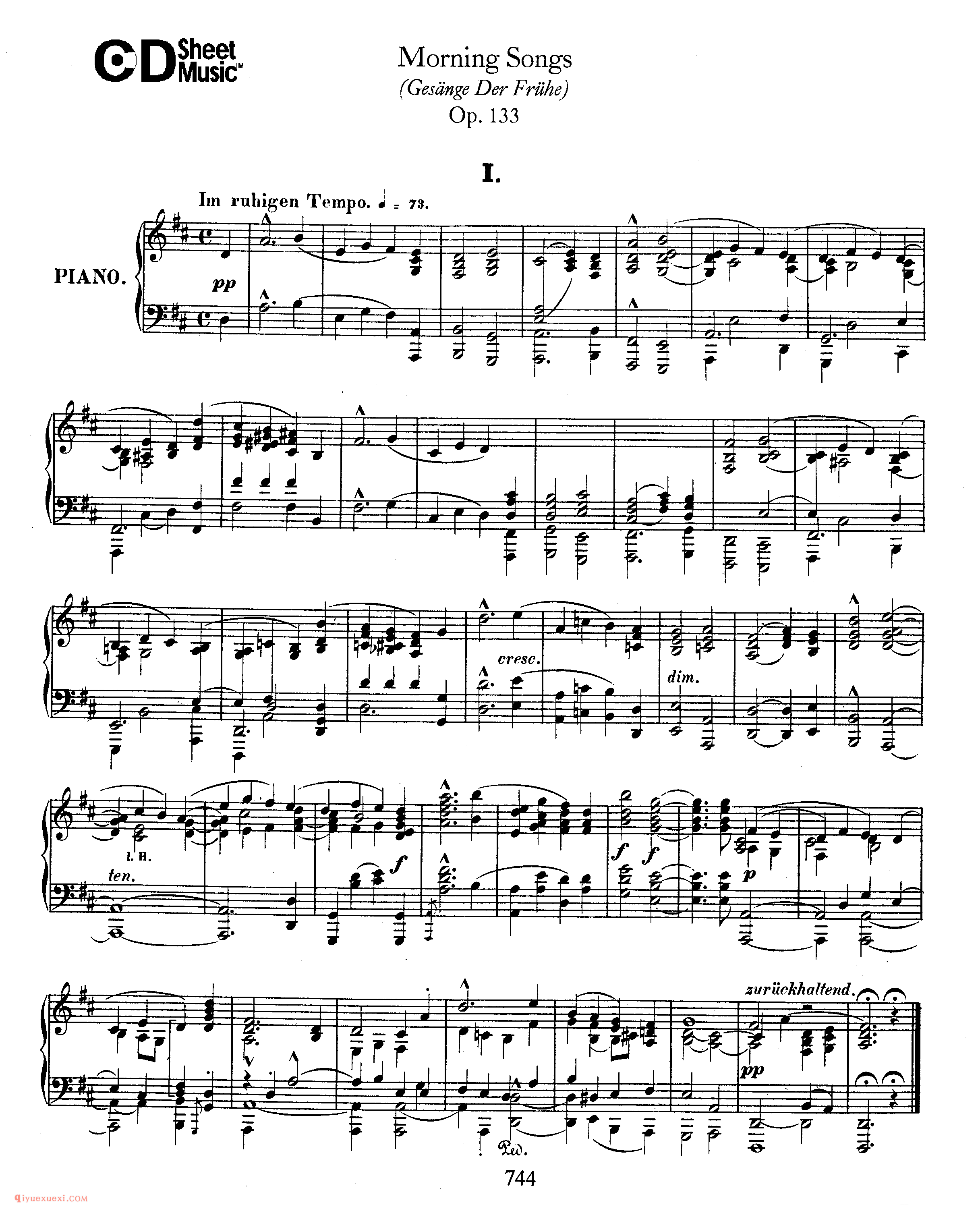 舒曼《拂晓之歌》作品133_Schumann Gesange der Fruhe Op.133_舒曼钢琴谱