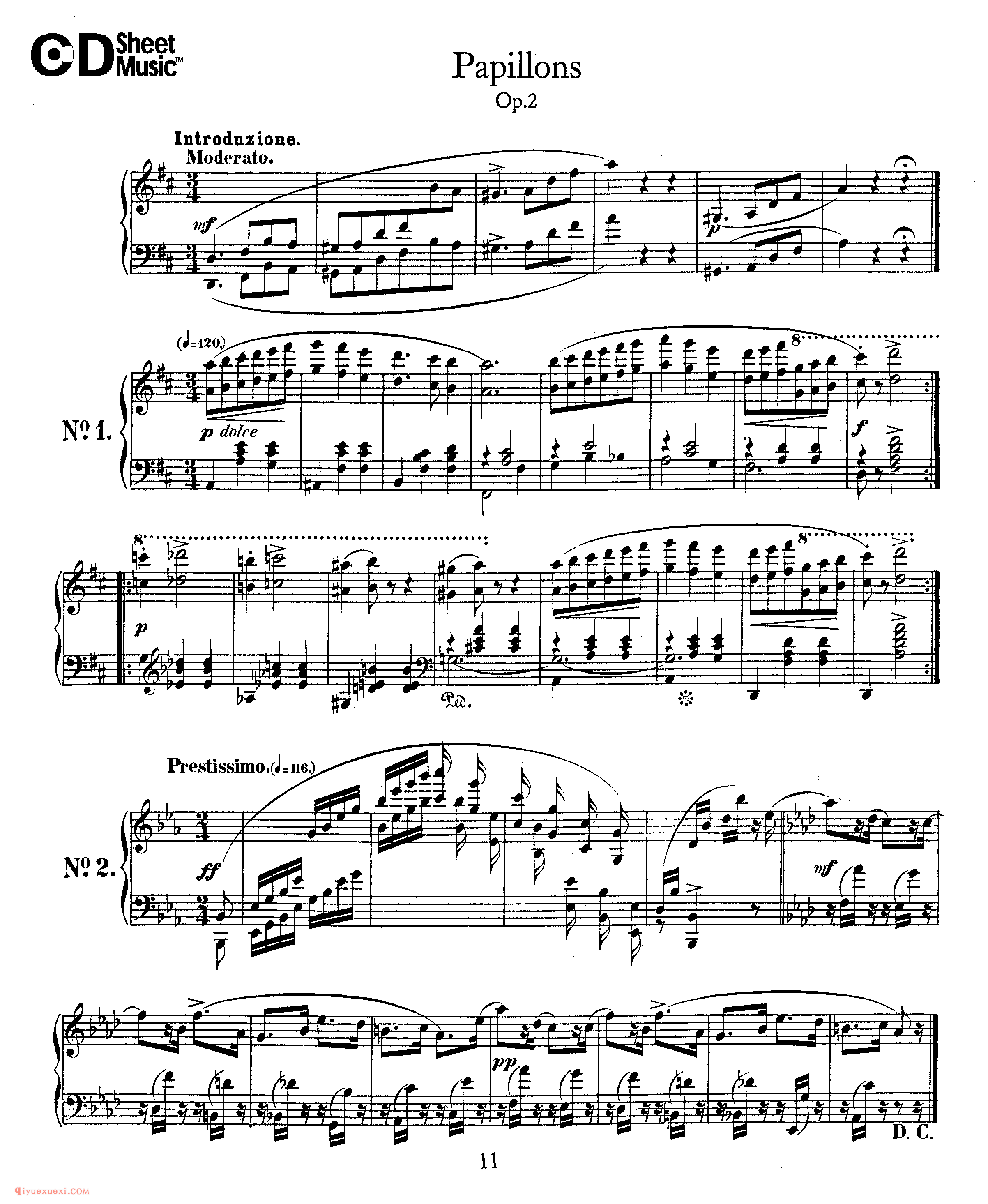 舒曼《蝴蝶》作品2_Schumann Papillons Op.2_舒曼钢琴谱