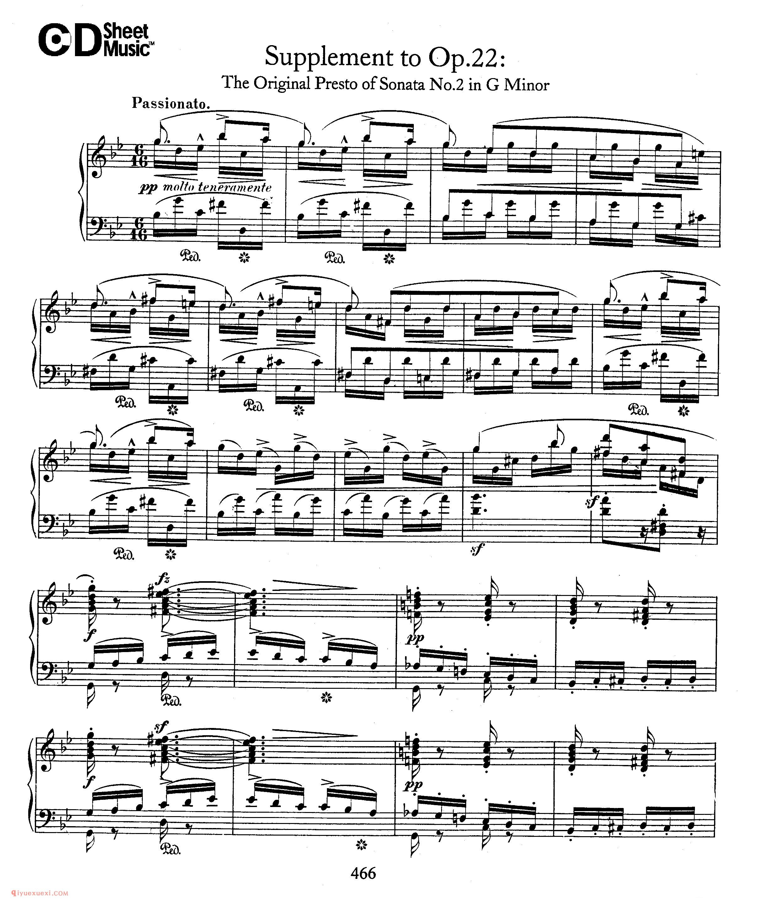 Schumann - Presto (originally intended for Sonata No.2 in G Minor)_舒曼钢琴谱