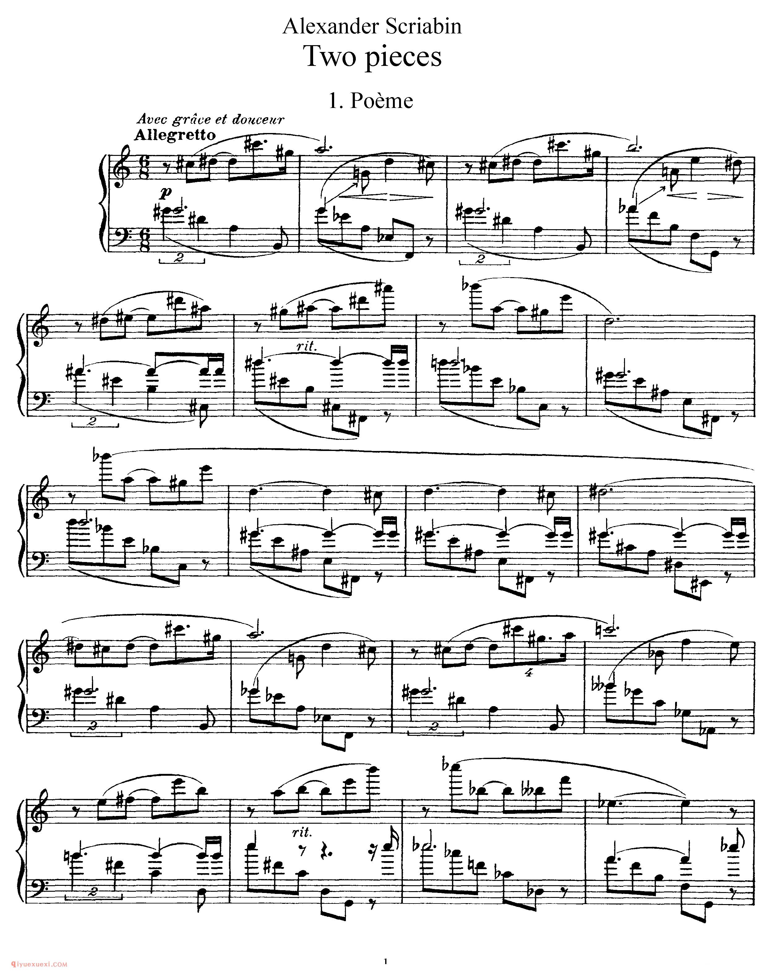 斯克里亚宾《二首小品》作品59_2 Pieces, Op 59_斯克里亚宾钢琴谱