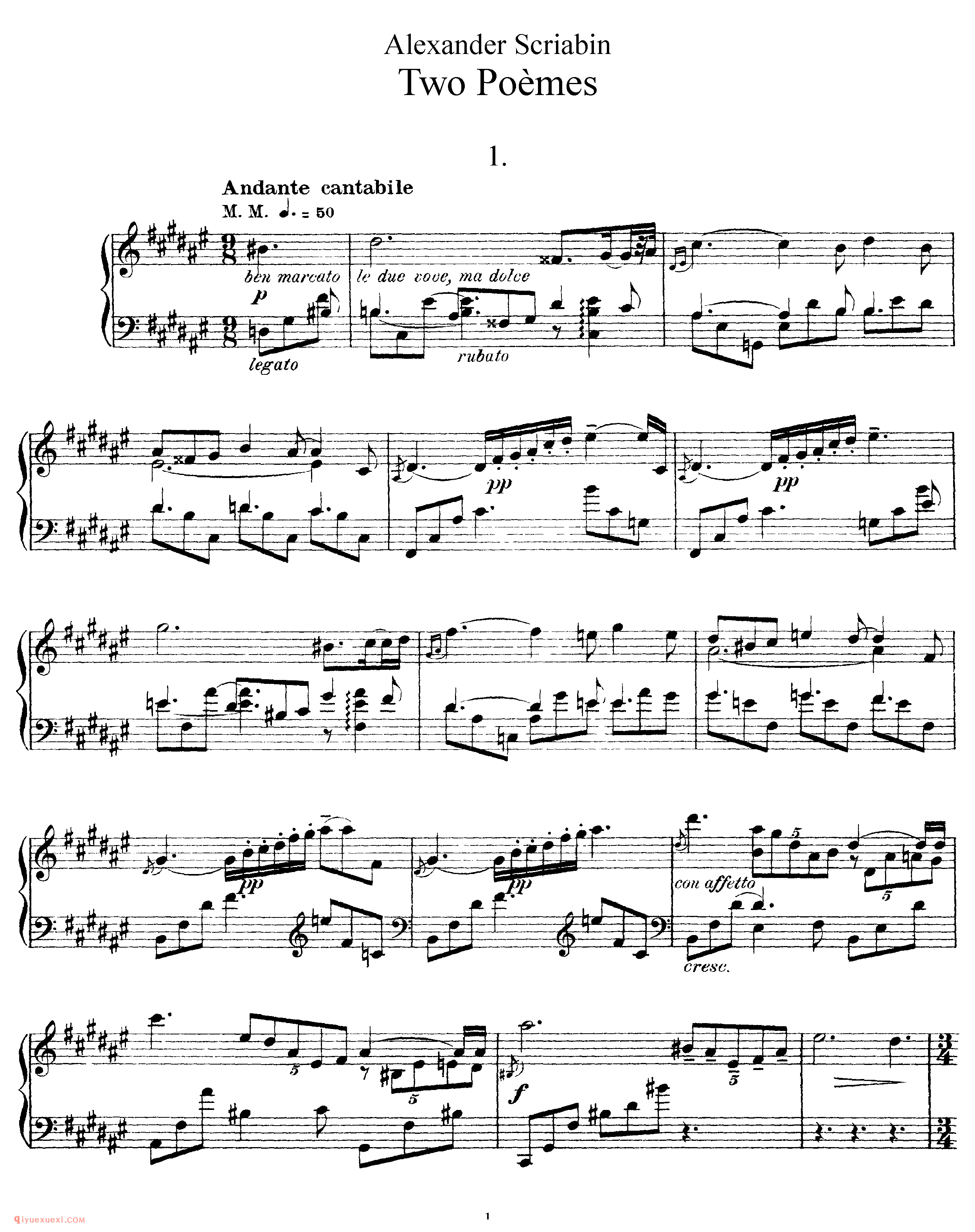 斯克里亚宾《二首音诗》作品32_2 Poemes, Op 32_斯克里亚宾钢琴谱