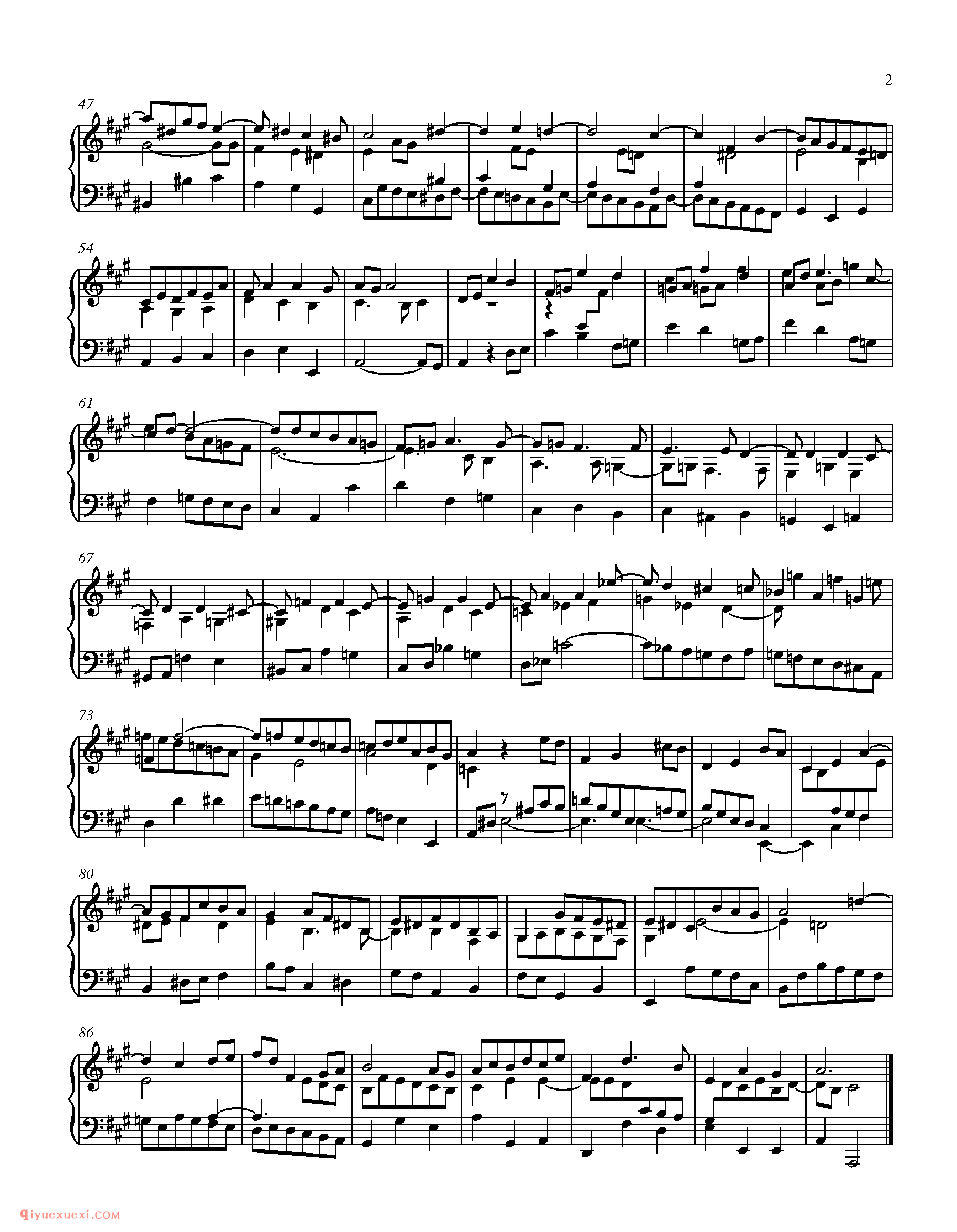 诺基亚主题赋格_钢琴乐谱