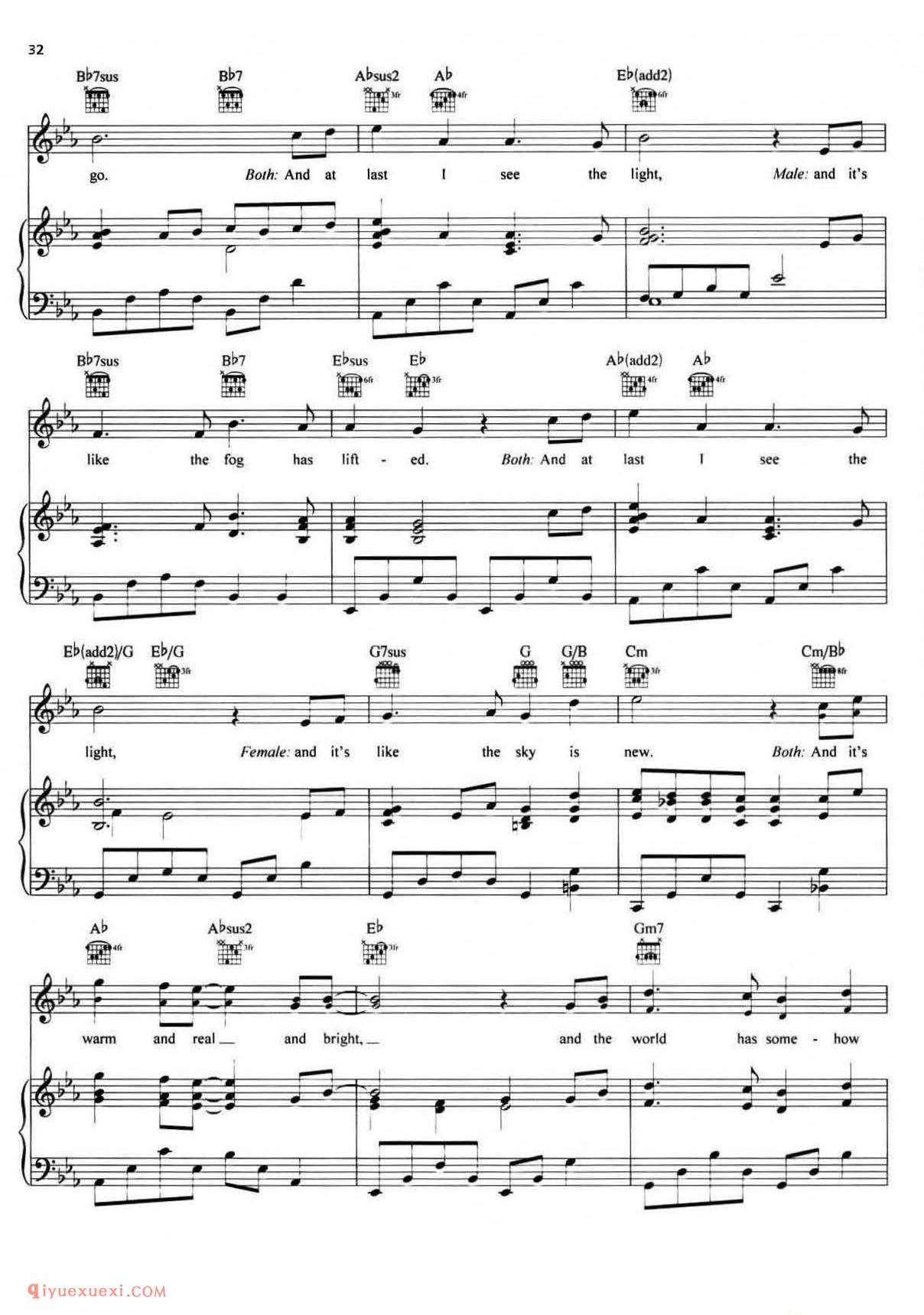 I See The Light_酷玩乐队(Coldplay)_钢琴乐谱