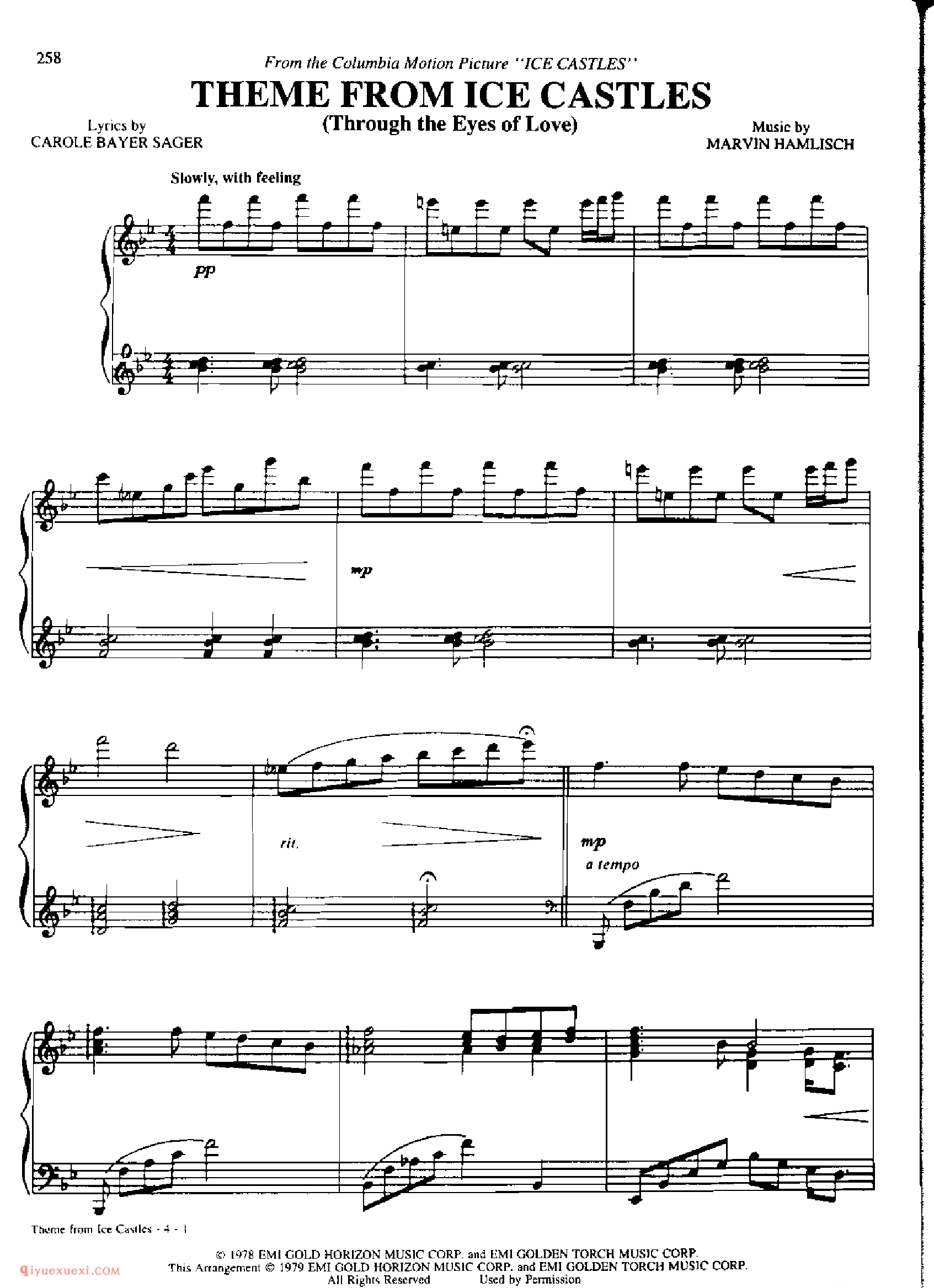 THEME FROM ICE CASTLES_丹·考斯特_Dan Coates_钢琴高级独奏乐曲谱