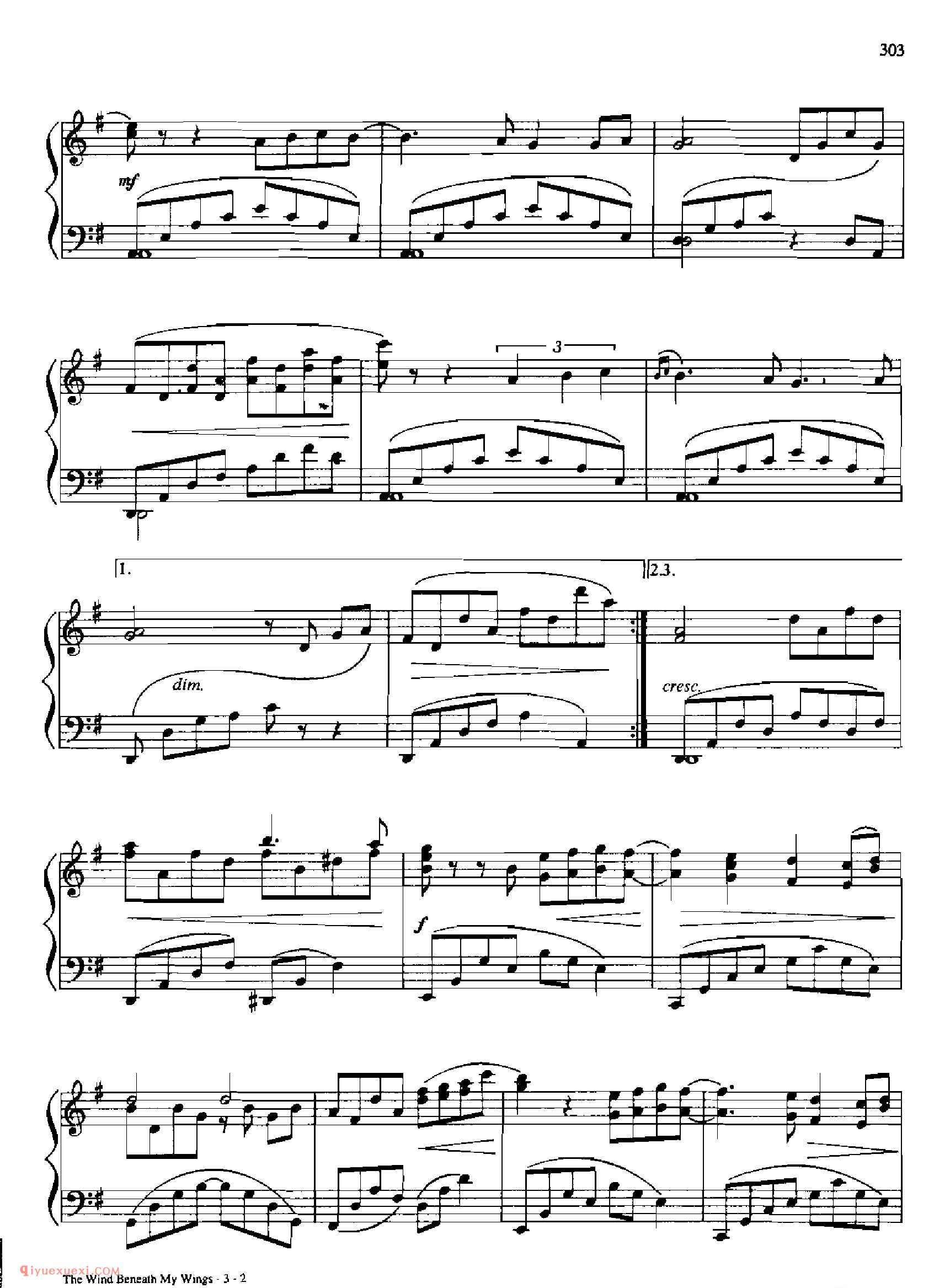 THE WIND BENEATH MY WINGS_丹·考斯特_Dan Coates_钢琴高级独奏乐曲谱