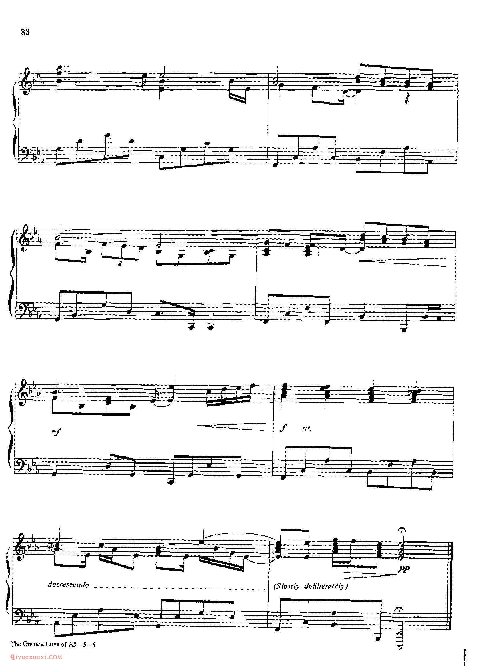 THE GREATEST LOVE OF ALL_丹·考斯特_Dan Coates_钢琴高级独奏乐曲谱