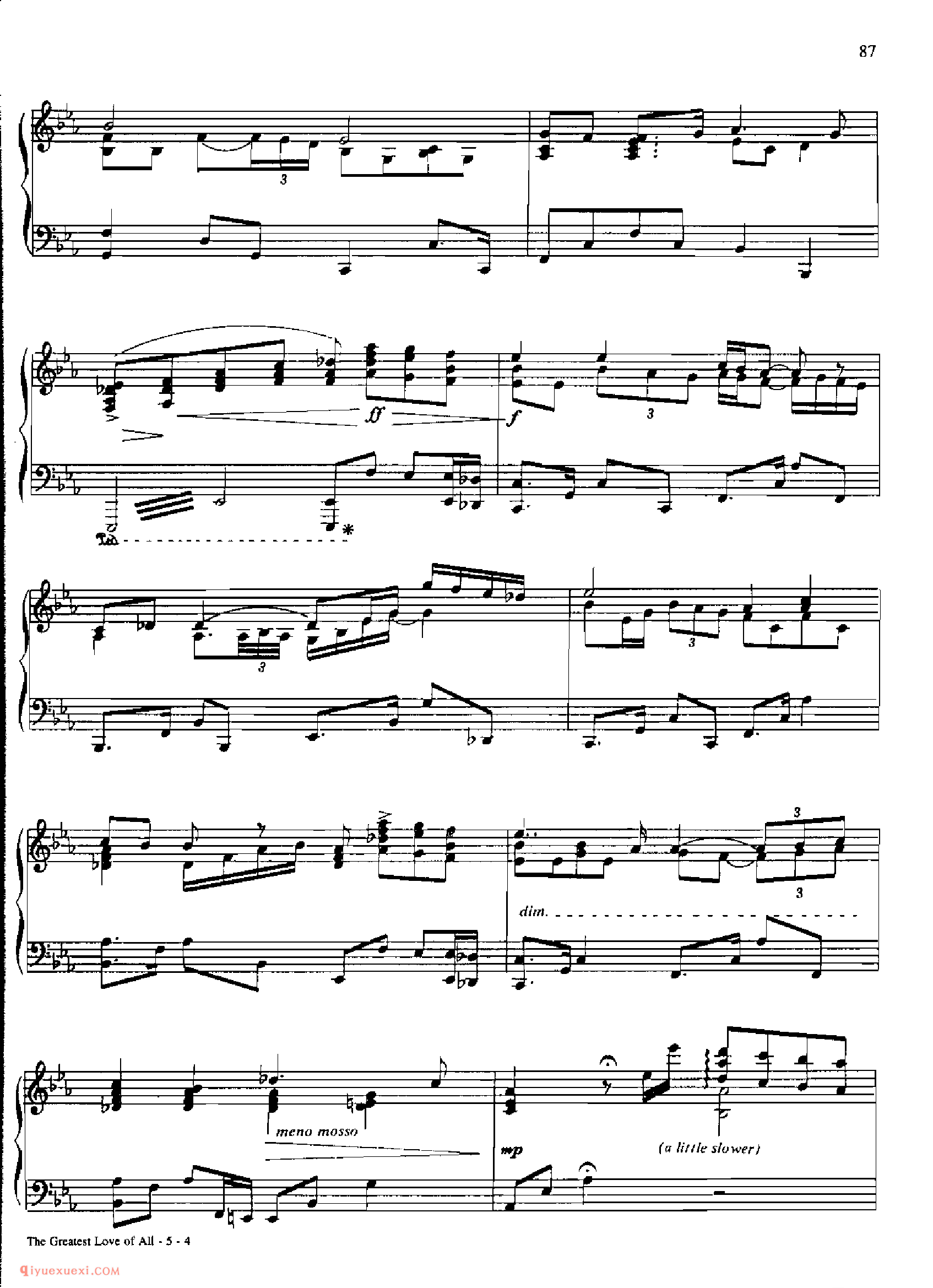 THE GREATEST LOVE OF ALL_丹·考斯特_Dan Coates_钢琴高级独奏乐曲谱