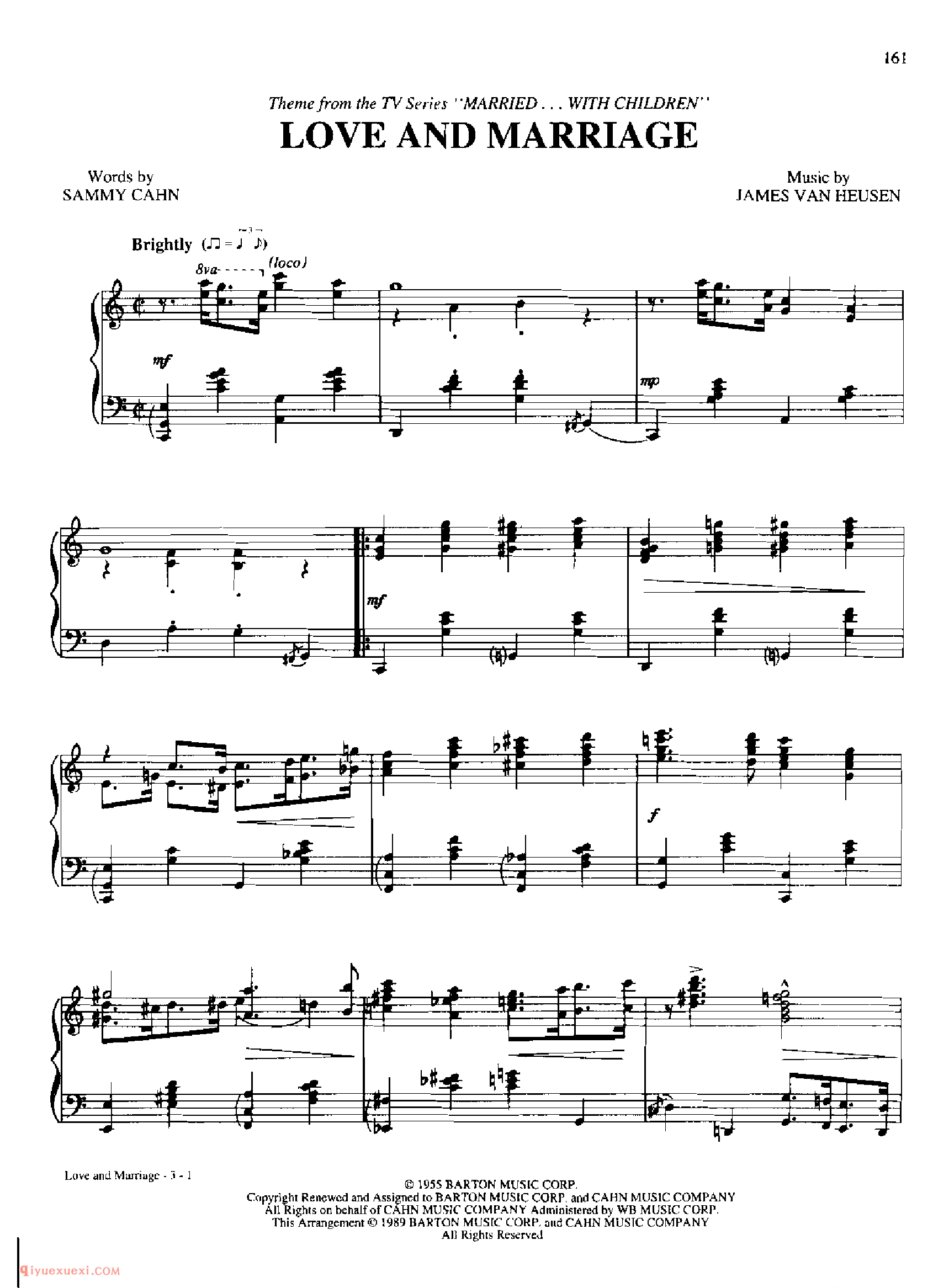 LOVE AND MARRIAGE_丹·考斯特_Dan Coates_钢琴高级独奏乐曲谱
