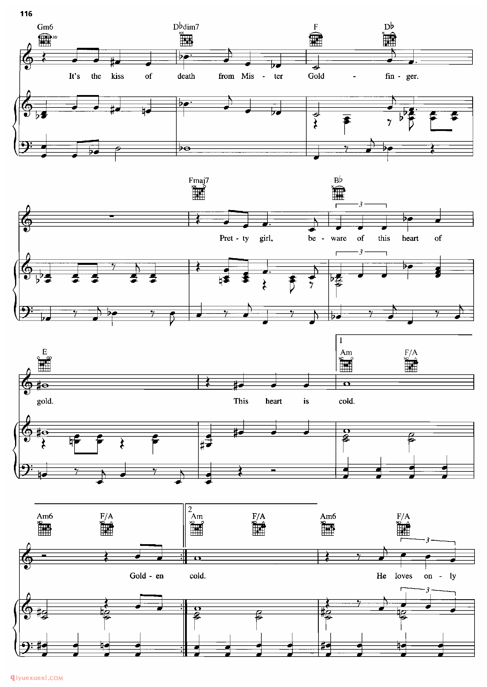 GOLDFINGER_钢琴•声乐•吉他_世界经典影视乐曲谱