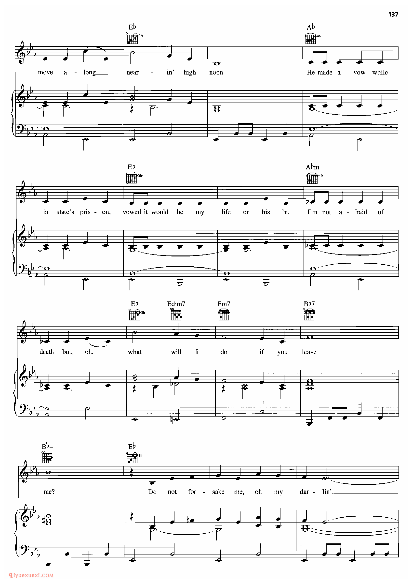 HIGH NOON_钢琴•声乐•吉他_世界经典影视乐曲谱