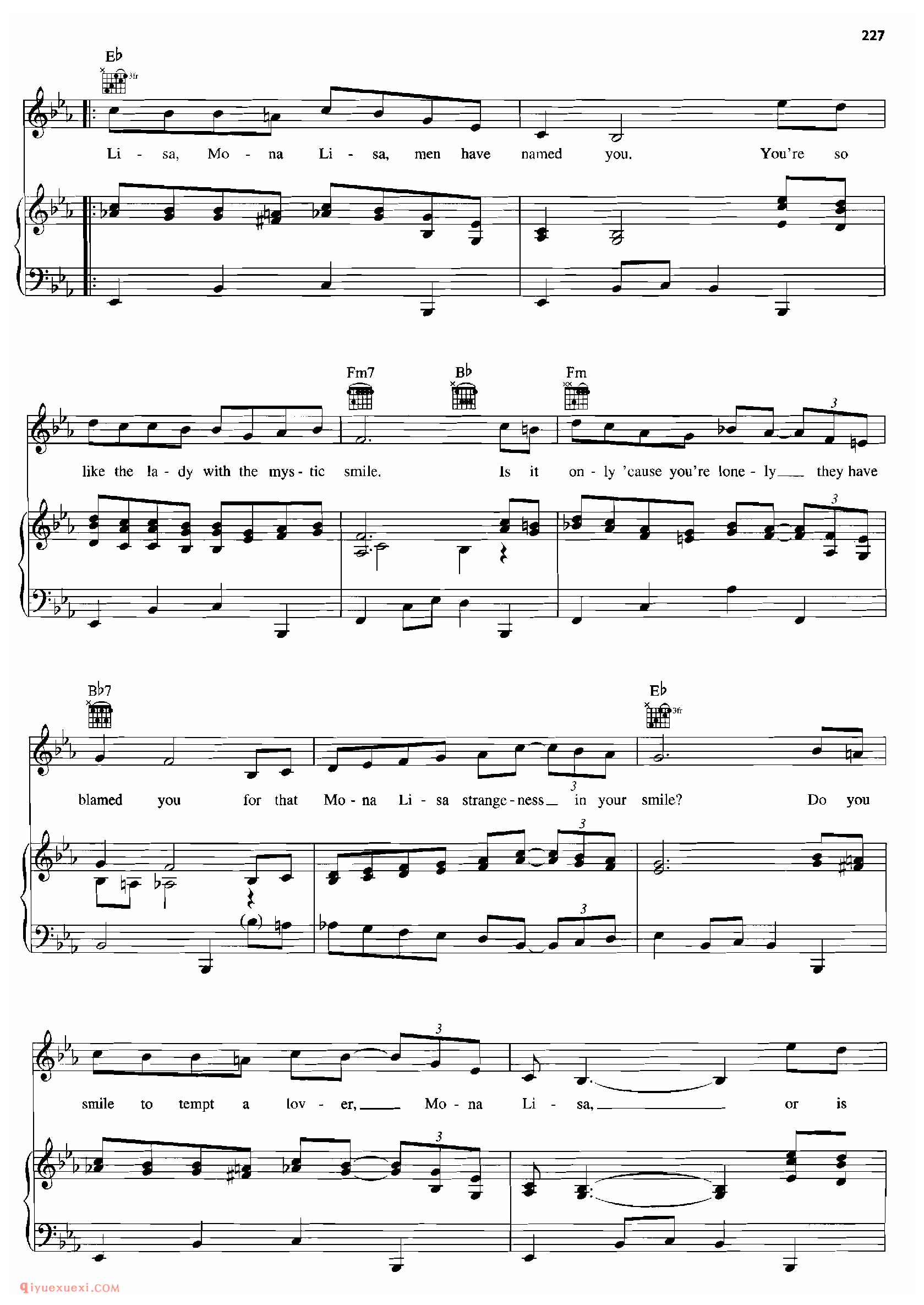 MONA LISA_钢琴•声乐•吉他_世界经典影视乐曲谱