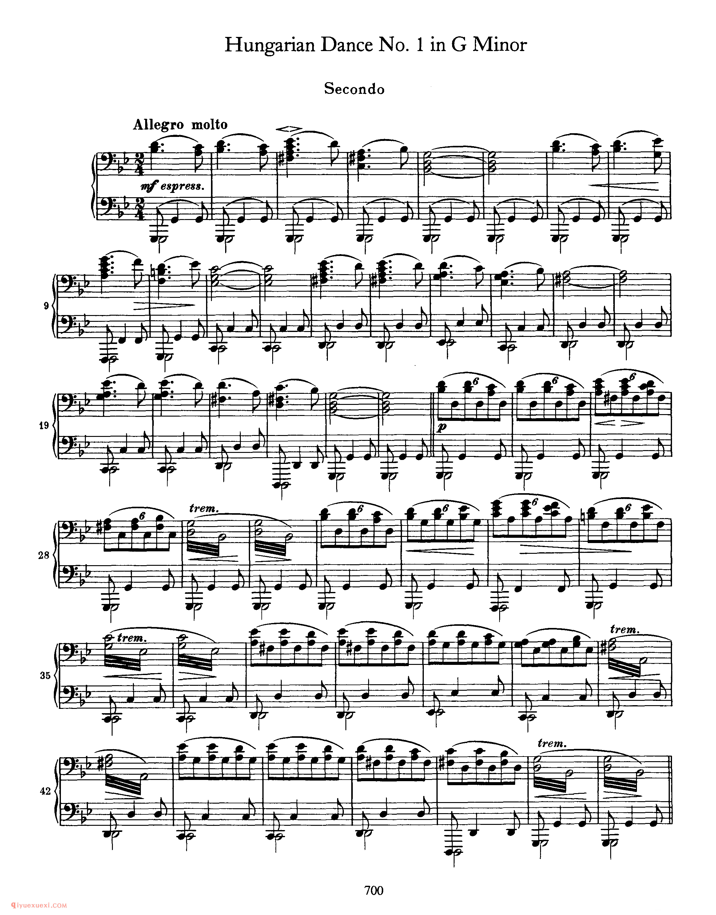 匈牙利G小调第一圆舞曲_Hungarian Dance No1 in G Minor_勃拉姆斯《匈牙利舞曲》四手联弹