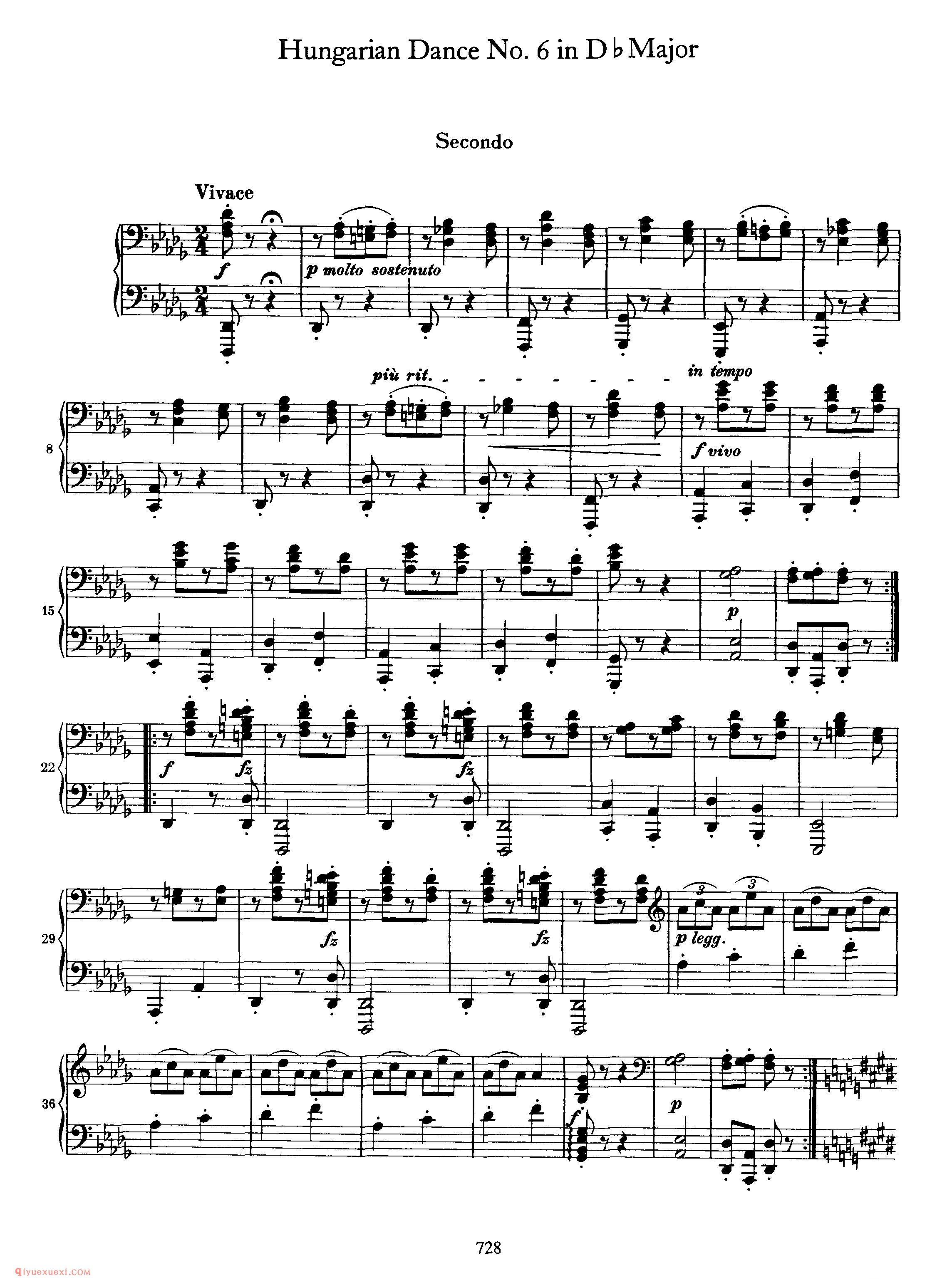 Hungarian Dance No. 6 in DbMajor_勃拉姆斯《匈牙利舞曲》四手联弹