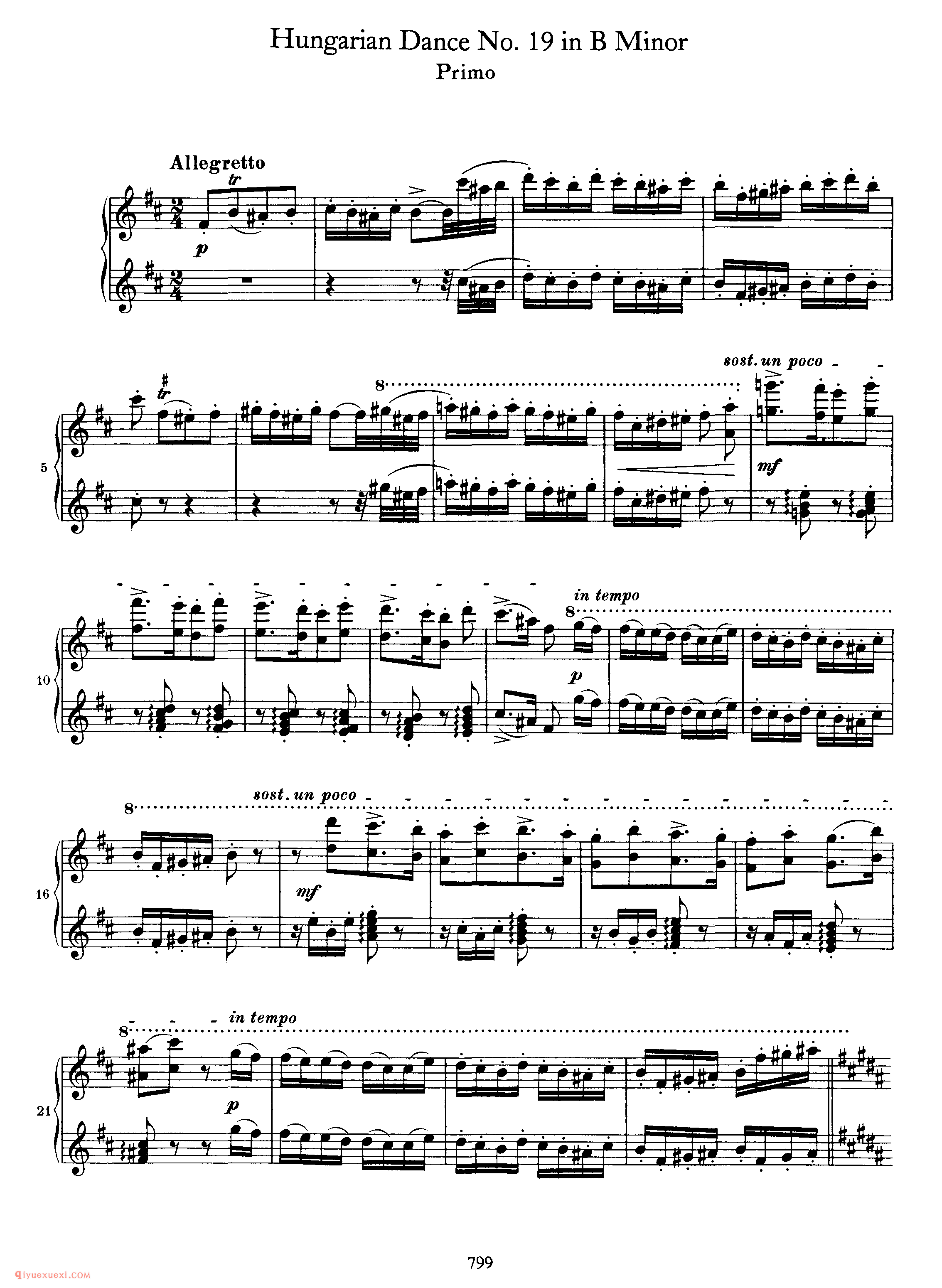 Hungarian Dance No.19 in B Minor_勃拉姆斯《匈牙利舞曲》四手联弹
