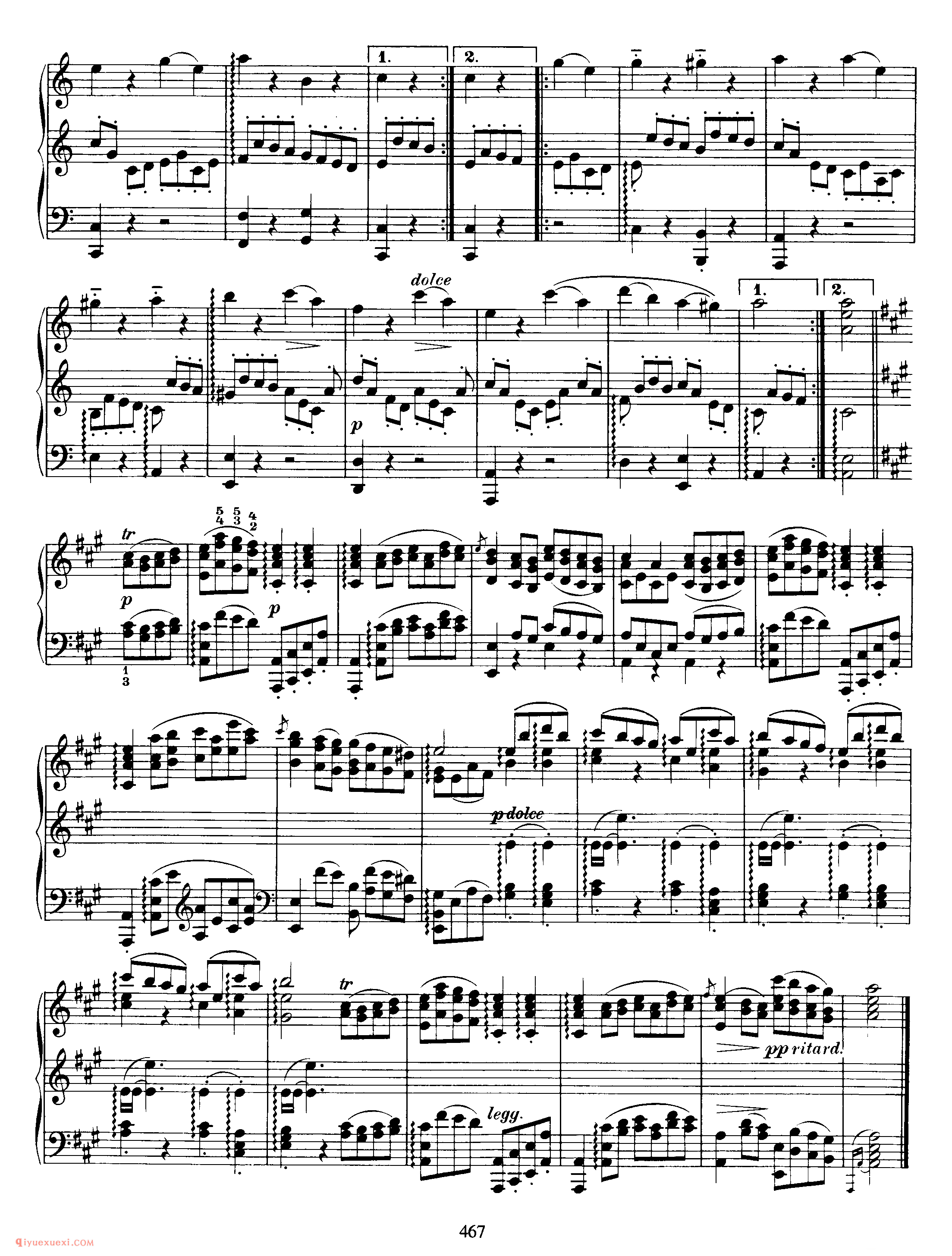 勃拉姆斯加沃特舞曲_Gavotte in A (after Gluck)_约翰内斯·勃拉姆斯钢琴乐谱