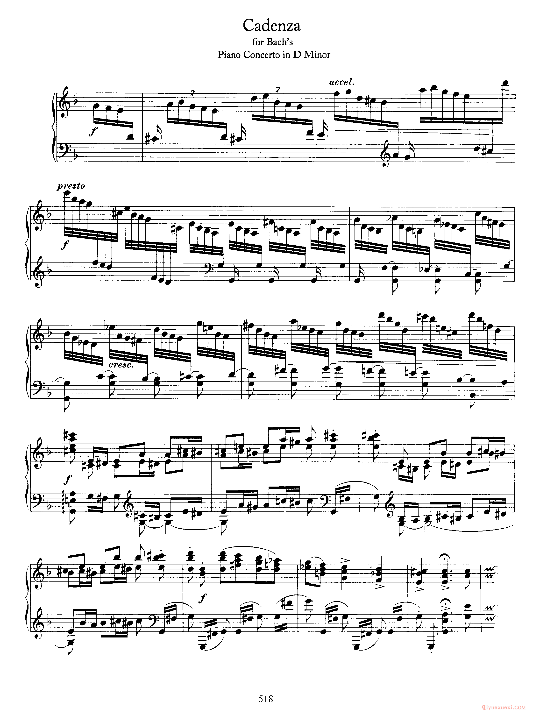 Cadenza for Bach's Keyboard Concerto in d_勃拉姆斯协奏曲华彩