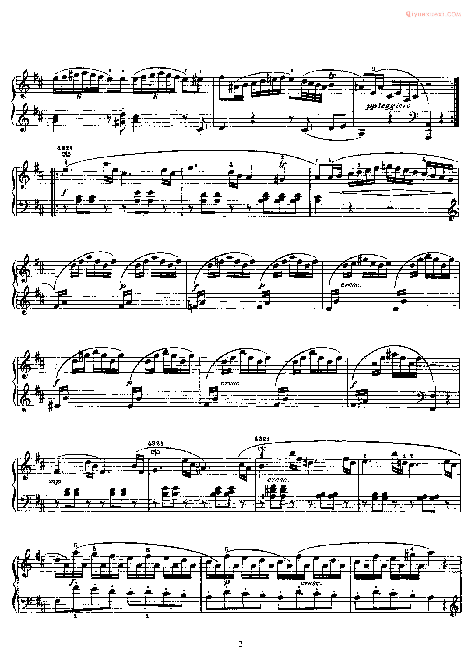 海顿D大调《第4钢琴奏鸣曲》Franz Joseph Haydn Sonata in D Majorr_海顿钢琴谱
