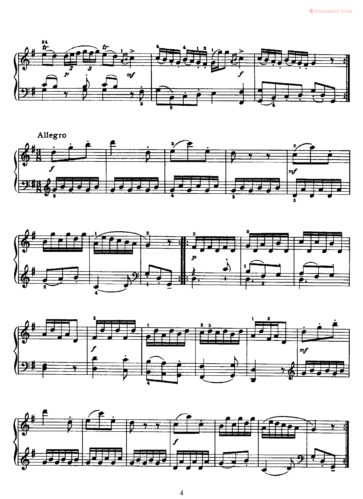 海顿G大调《第8钢琴奏鸣曲》Franz Joseph Haydn Sonata in G Major_海顿钢琴谱