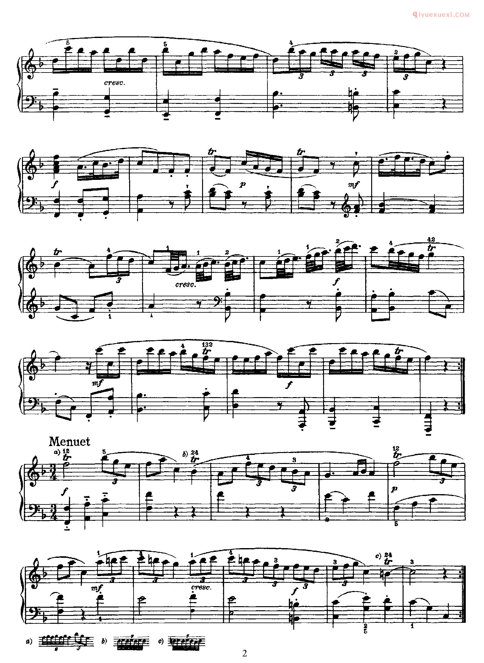 海顿F大调《第9钢琴奏鸣曲》Franz Joseph Haydn Sonata in F Major_海顿钢琴谱