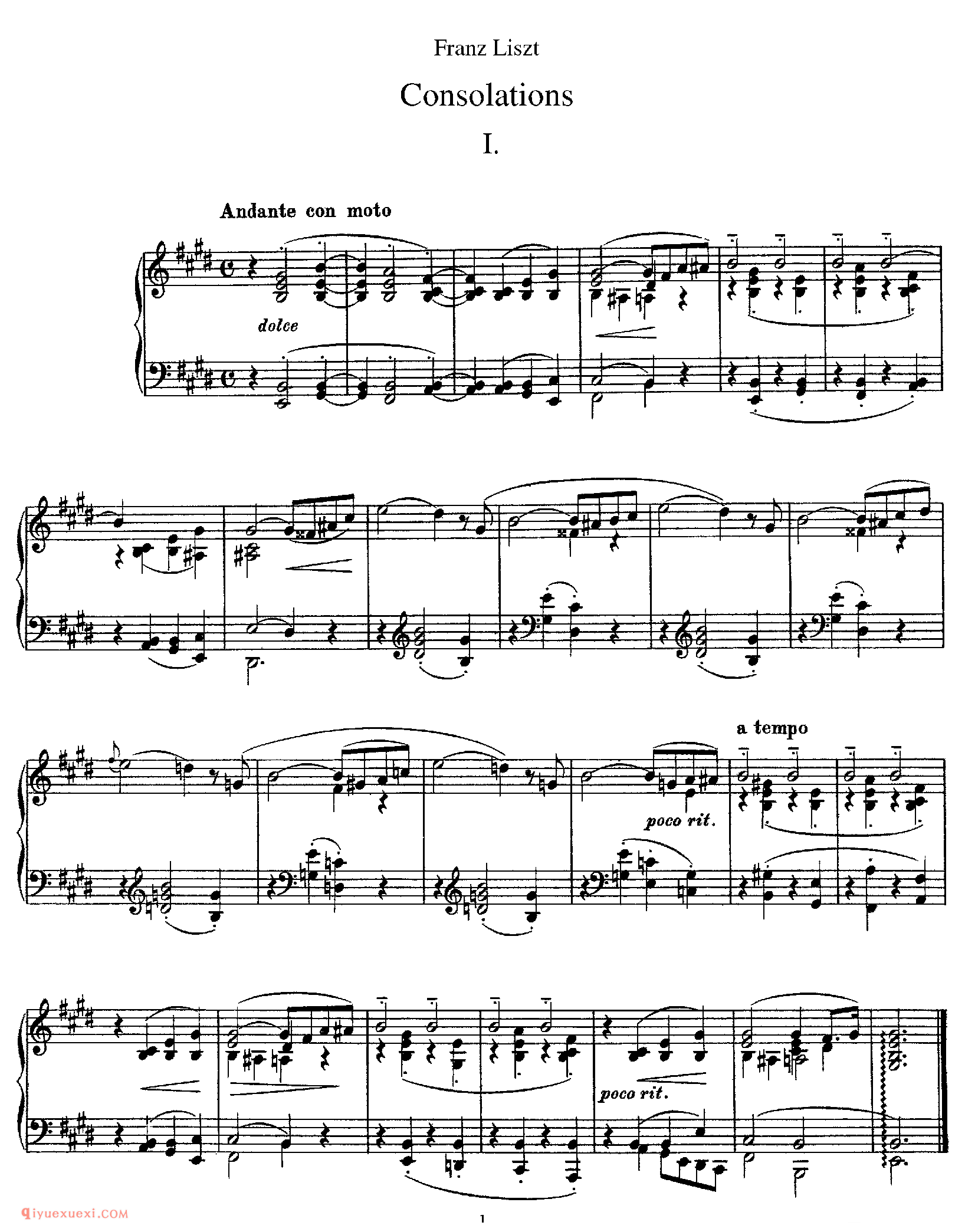 李斯特安慰曲集_Franz Liszt Consolations_李斯特钢琴谱