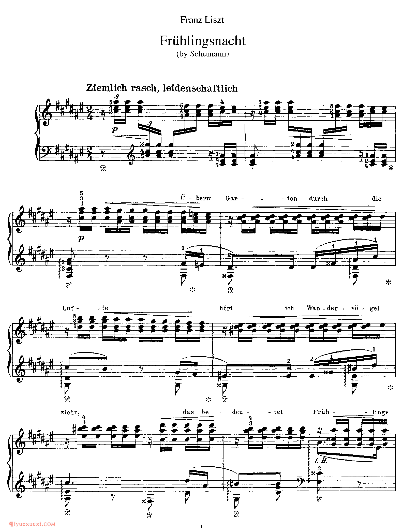 Fruhlingsnacht (Schumann)_改编其他人_李斯特钢琴乐谱
