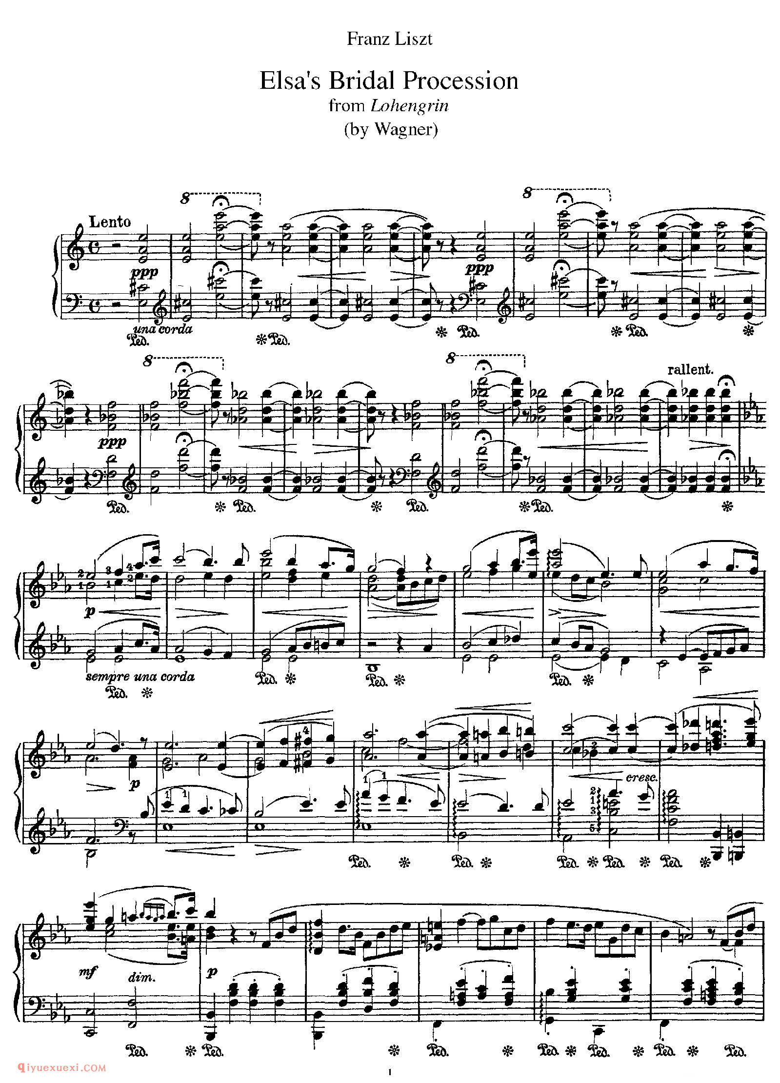Elsa's Bridal Procession (Wagner)_改编瓦格纳_李斯特钢琴乐谱