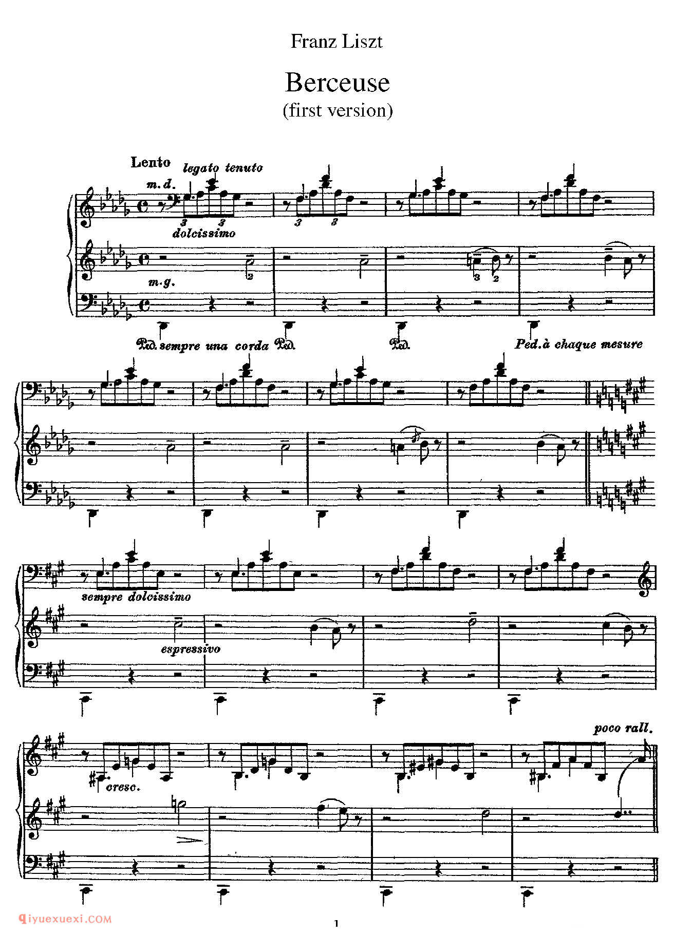 李斯特摇篮曲 S.174_李斯特钢琴乐谱