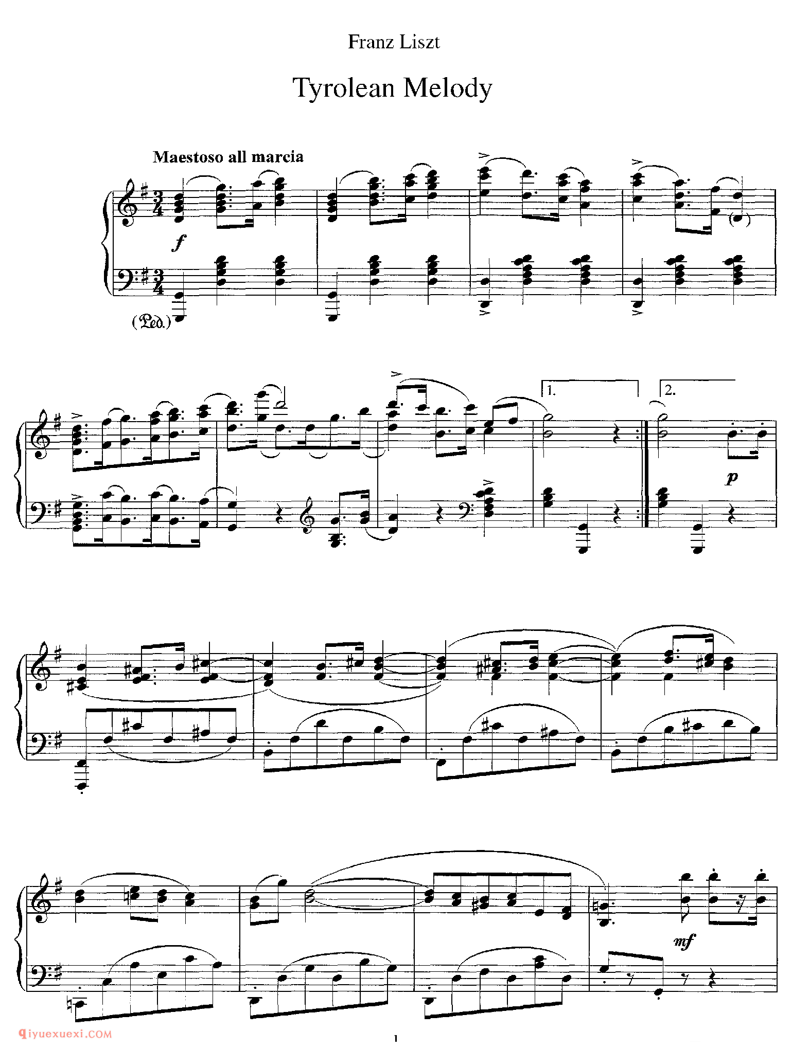 李斯特《提洛尔旋律》Tyrolean Melody S.385a_李斯特钢琴乐谱