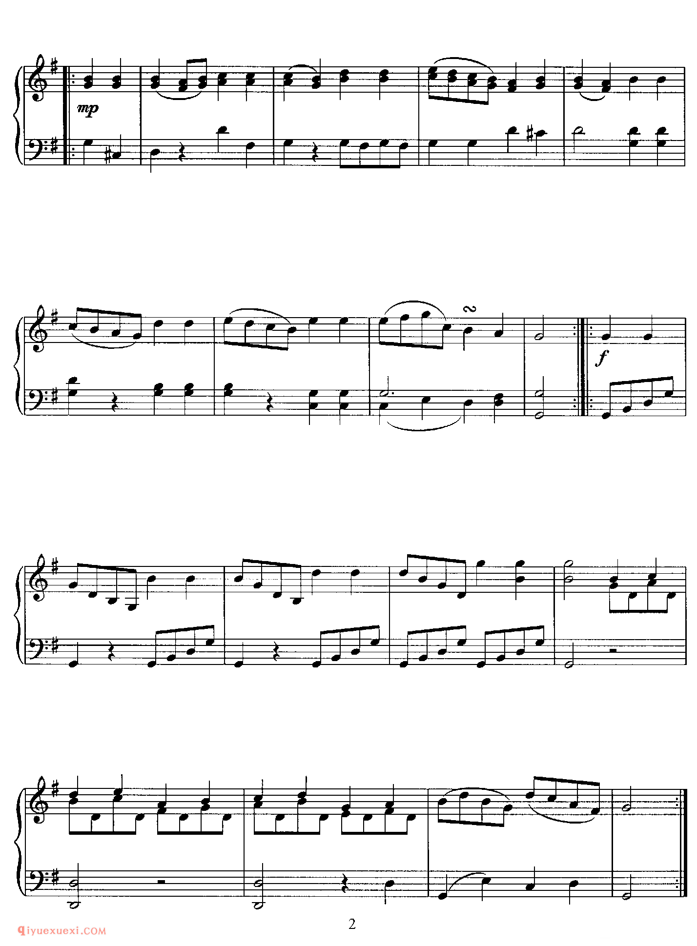 Contradance in G, K 269b_莫扎特钢琴谱