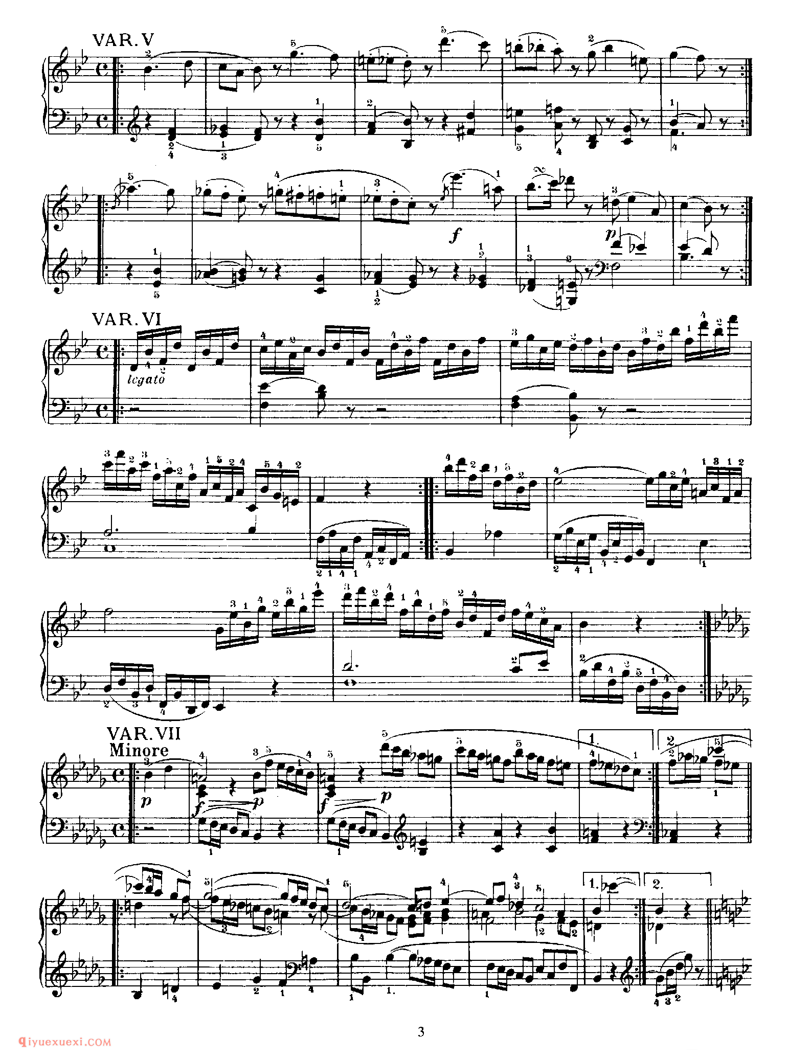 12 Variations, K 500_变奏曲_莫扎特钢琴谱