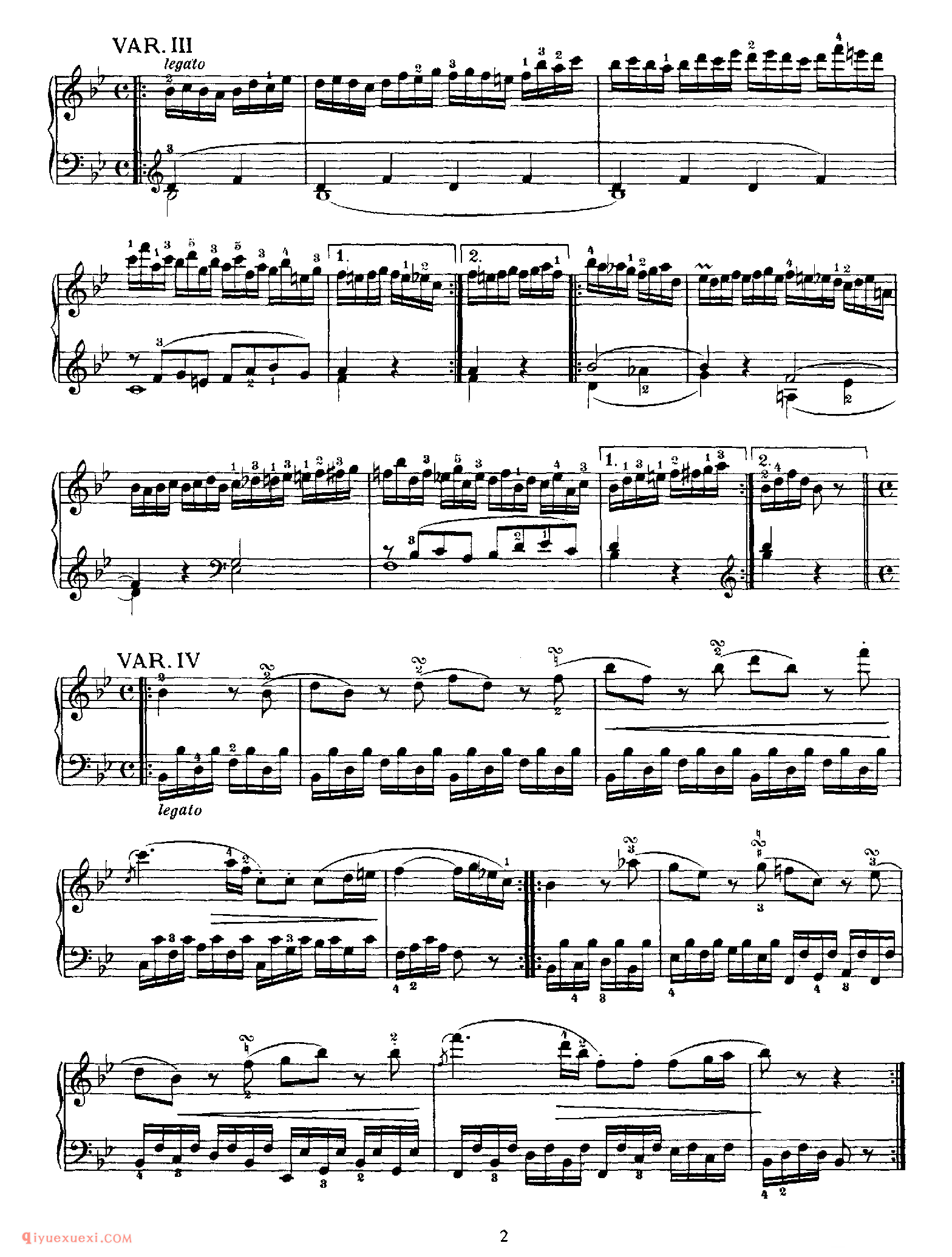 12 Variations, K 500_变奏曲_莫扎特钢琴谱