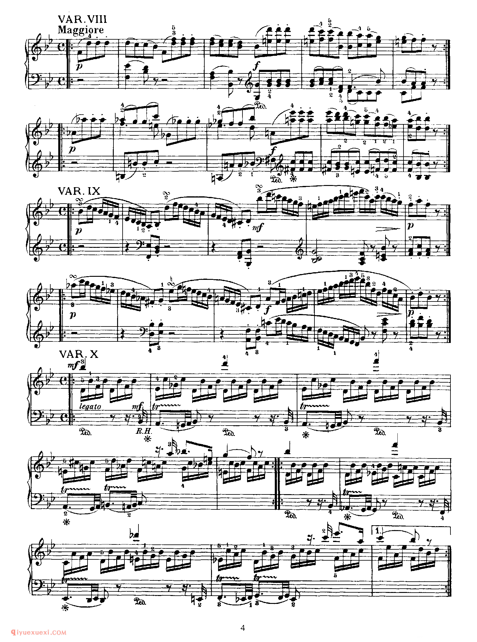 12 Variations, K 500_变奏曲_莫扎特钢琴谱