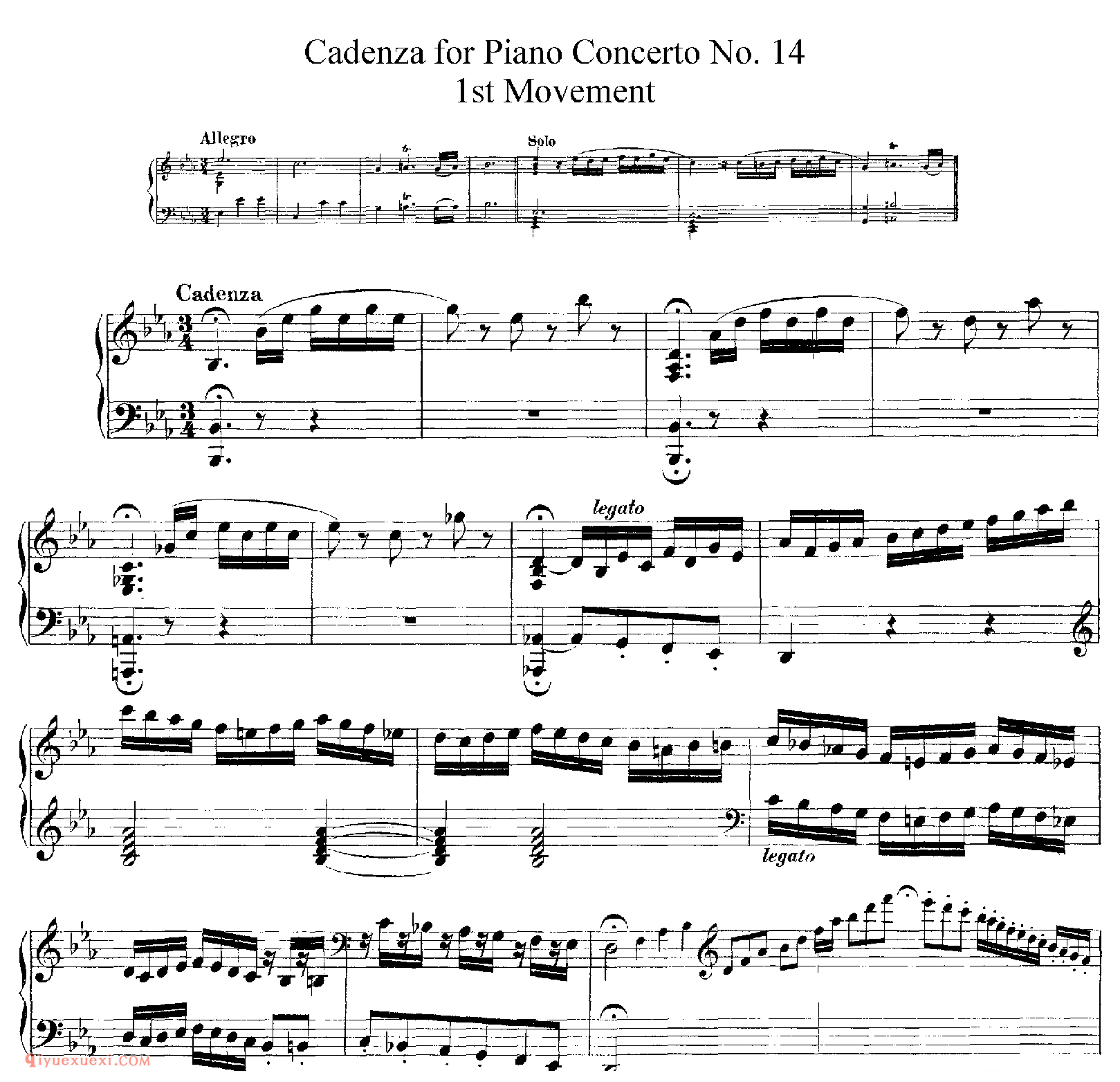 莫扎特:第十四钢琴协奏曲 MOZART: Piano Concerto No.14_华彩_莫扎特钢琴谱