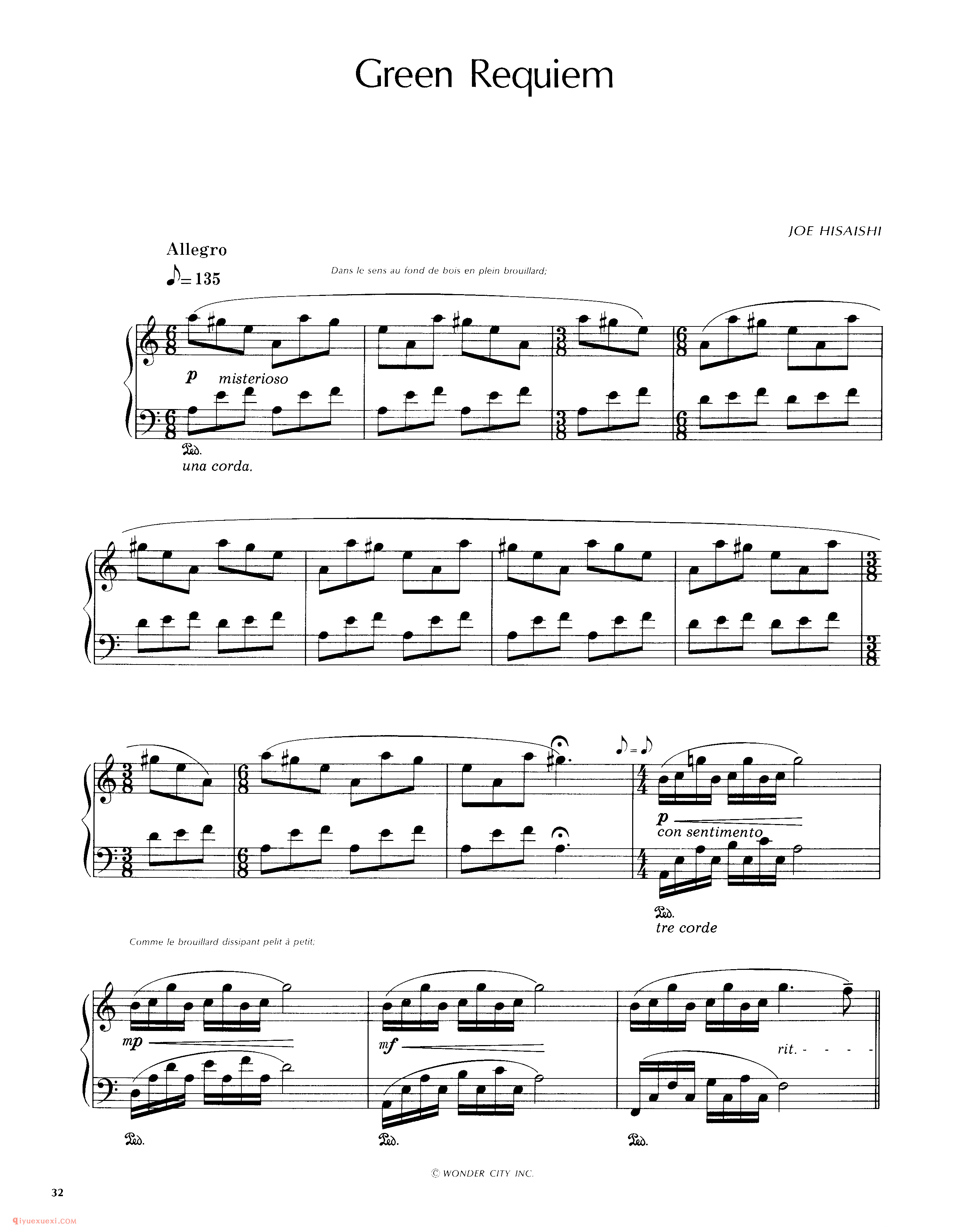 Green Requiem_久石让钢琴谱