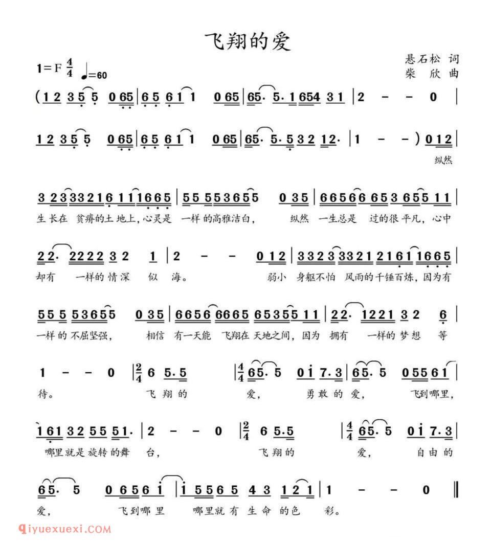 飞翔的爱（又名：小小蒲公英）简谱