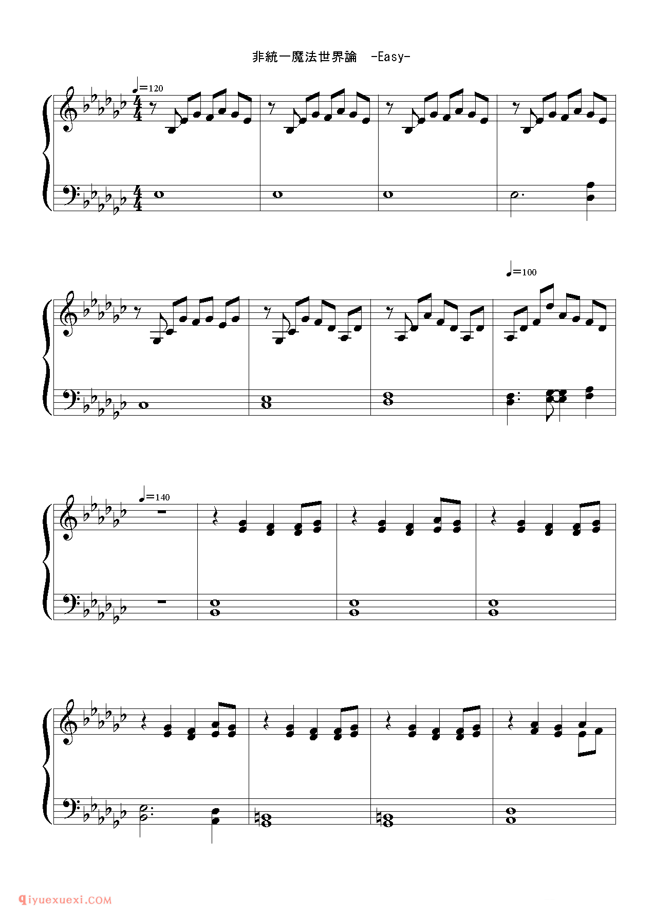 [東方ピアノEasyモード楽譜][easy][2]_东方(project)钢琴谱