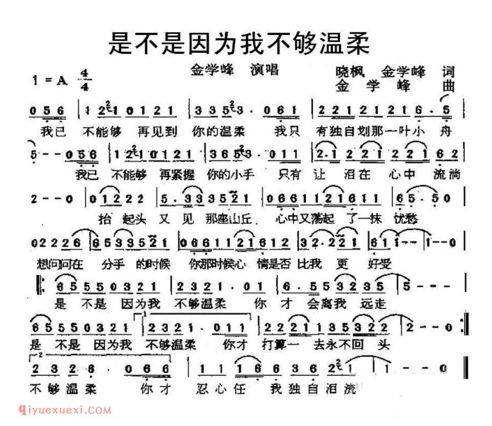 是不是因为我不够温柔简谱