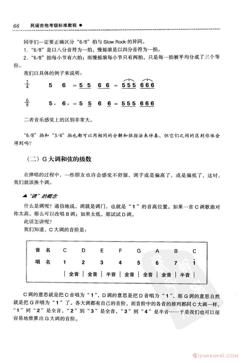 吉他常用的节奏_G大调和弦的级数_大横按_扫弦技巧