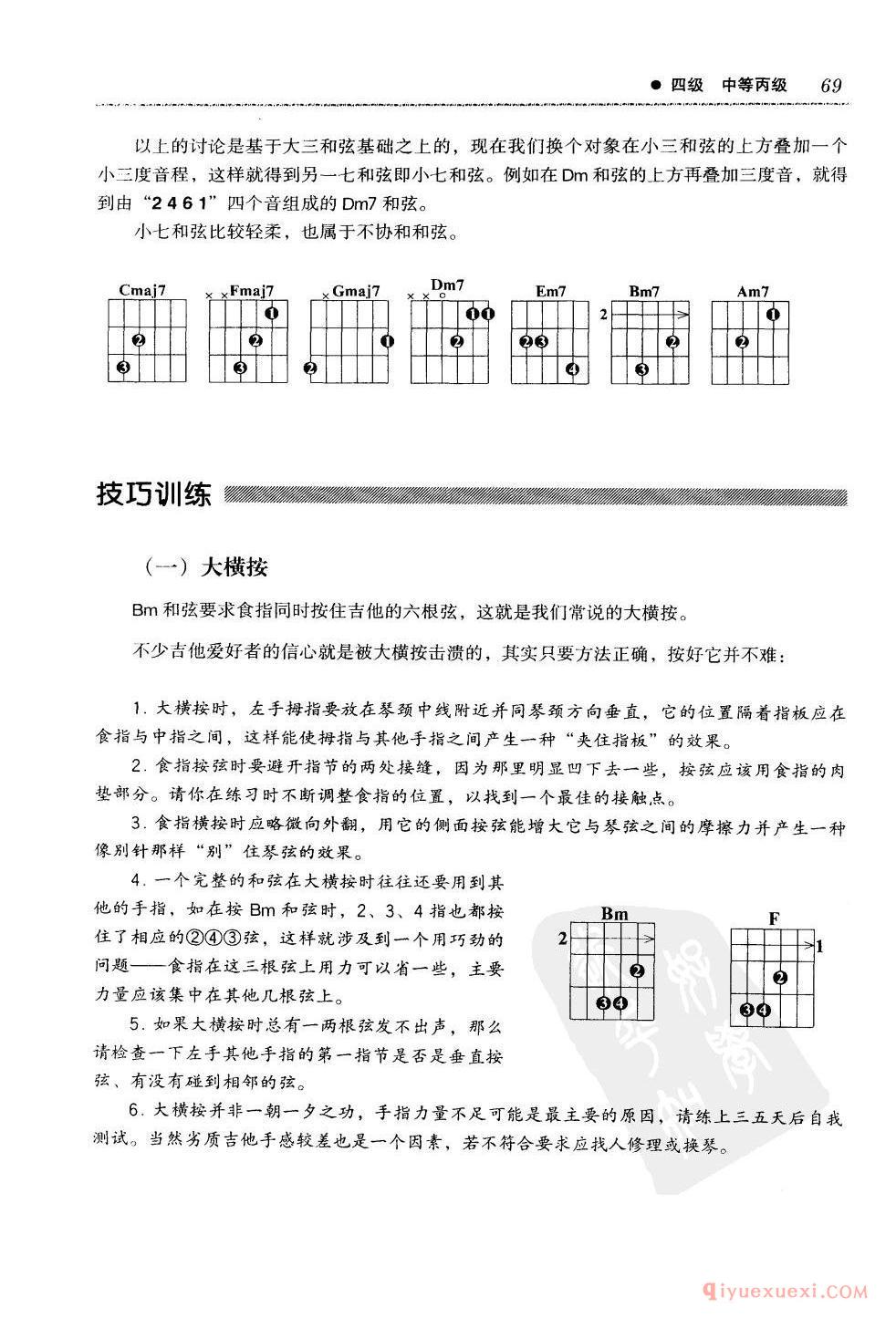 吉他常用的节奏_G大调和弦的级数_大横按_扫弦技巧